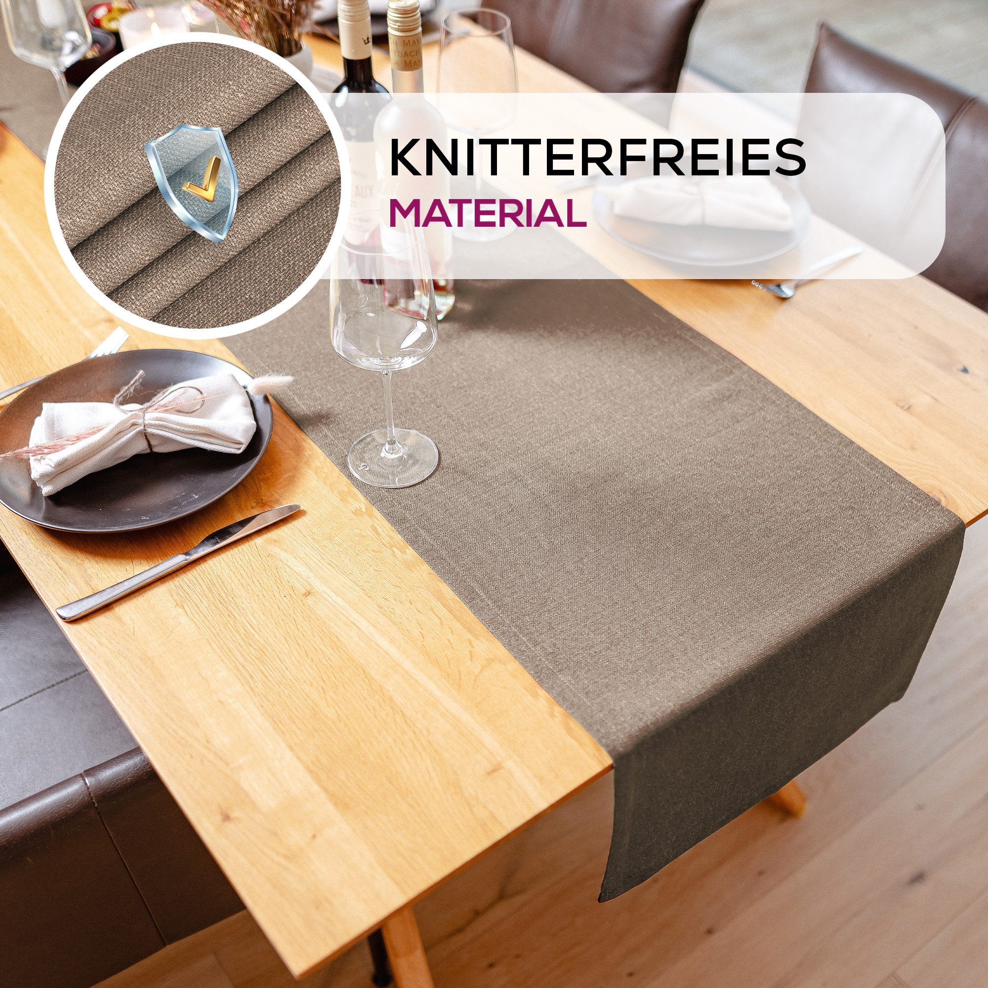 Beautex Tischdecke Lina elegante Leinenoptik, viele Größen und Farben (1-tlg), Schmutzabweisend, knitterarm, sauber umnähmter Saum – Bild 4 von 5