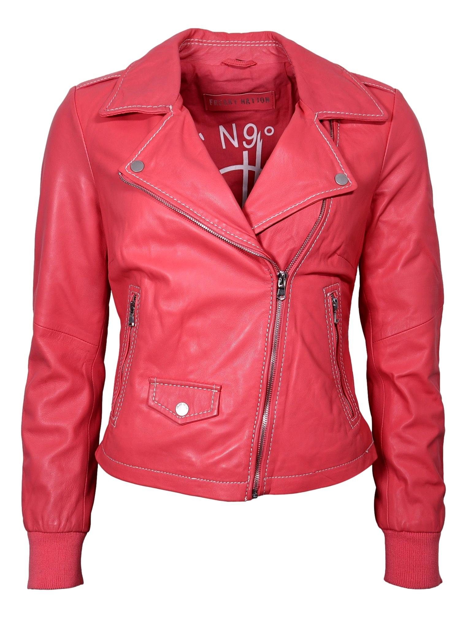 Freaky Nation Lederjacke • CoraLi-FN • Bikerjacke mit elastischen  Jersey-Einsätzen