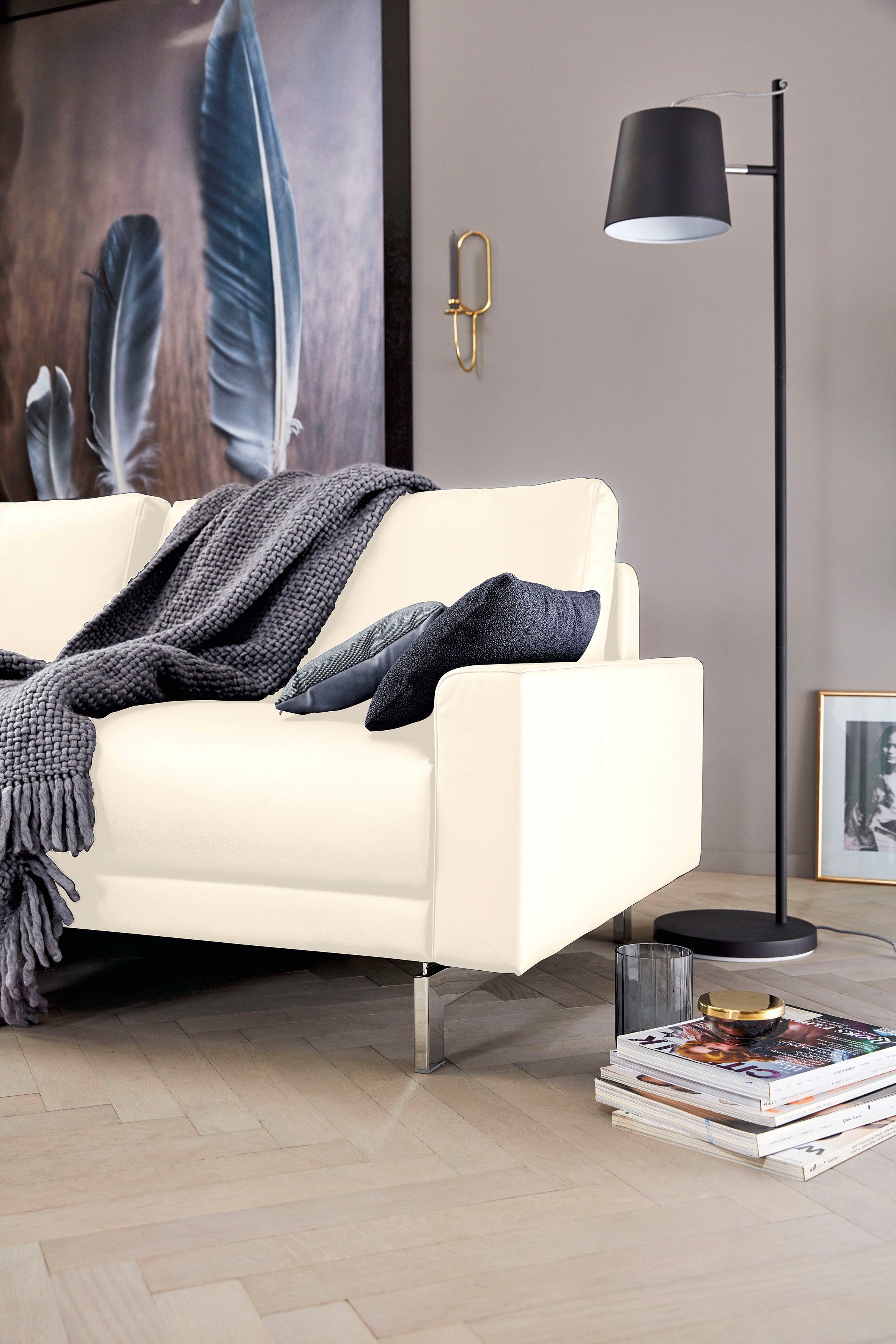 niedrig, hülsta Armlehne hs.450, cm chromfarben 2,5-Sitzer Breite sofa Fuß glänzend, 184