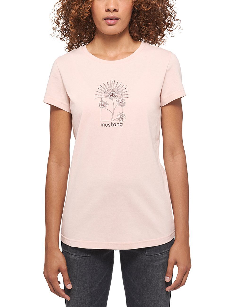 Print hellrosa T-Shirt Style MUSTANG C Kurzarmshirt Alexia Mustang