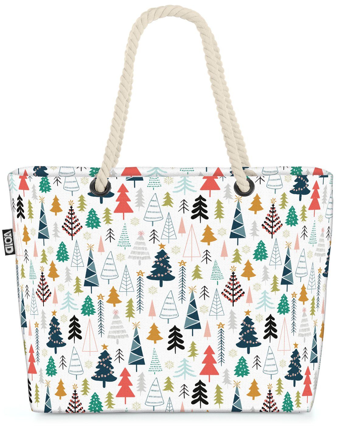 VOID Strandtasche (1-tlg), weiß Tannenbaum Bag Wald Christbaum Beach Weihnachten Winter Schnee Christ Wald