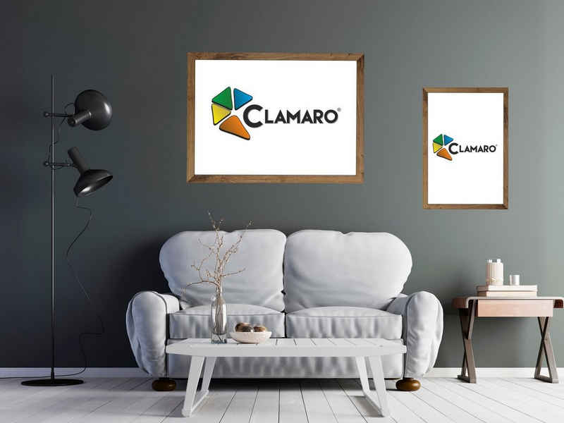 Clamaro Bilderrahmen Bilderrahmen CLAMARO 'Collage' handgefertigt nach Maß FSC® Holz Moderner eckiger MDF Rahmen inkl. Acrylglas, Rückwand und Aufhänger 60x75 in eiche altholz