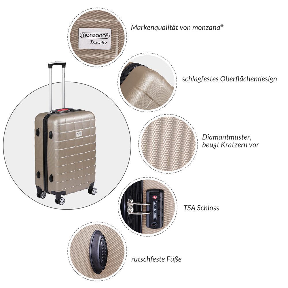 monzana Hartschalen-Trolley Exopack Line, 4 Rollen