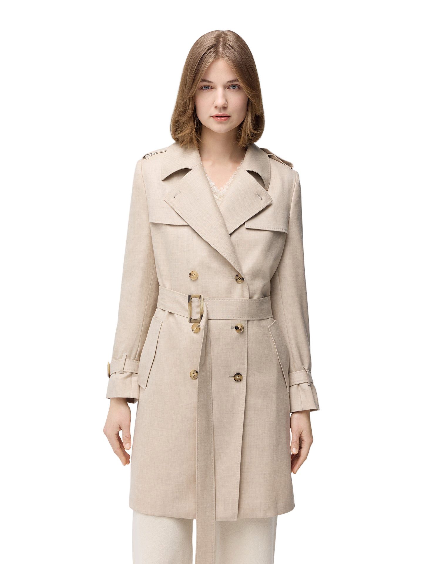 GOBI Cashmere Wollmantel Doppelreihiger Kaschmir Trenchcoat