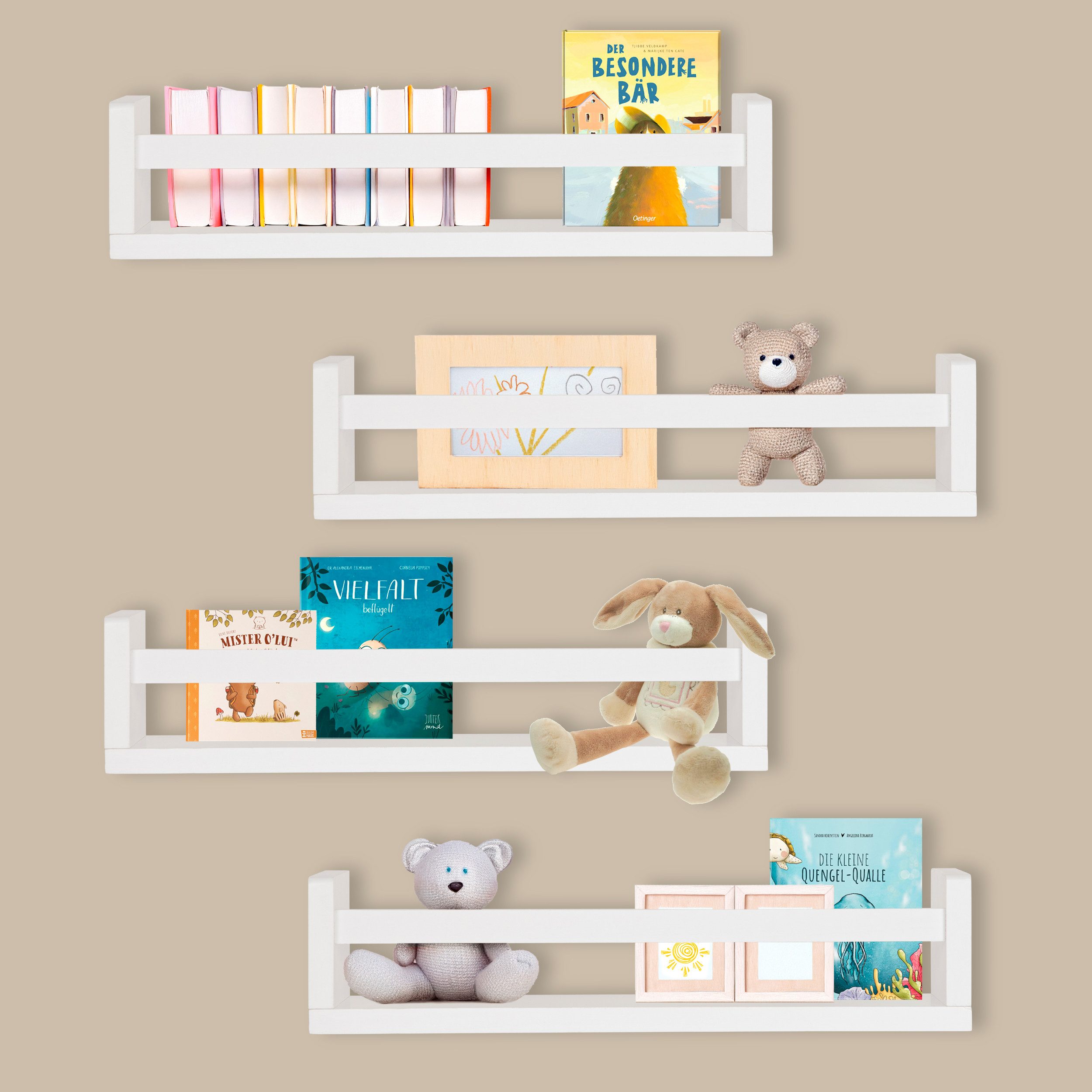 ONVAYA Wandregal Massivholz ǀ Naturholz oder Weiß ǀ 4er-Set aus Holz günstig online kaufen