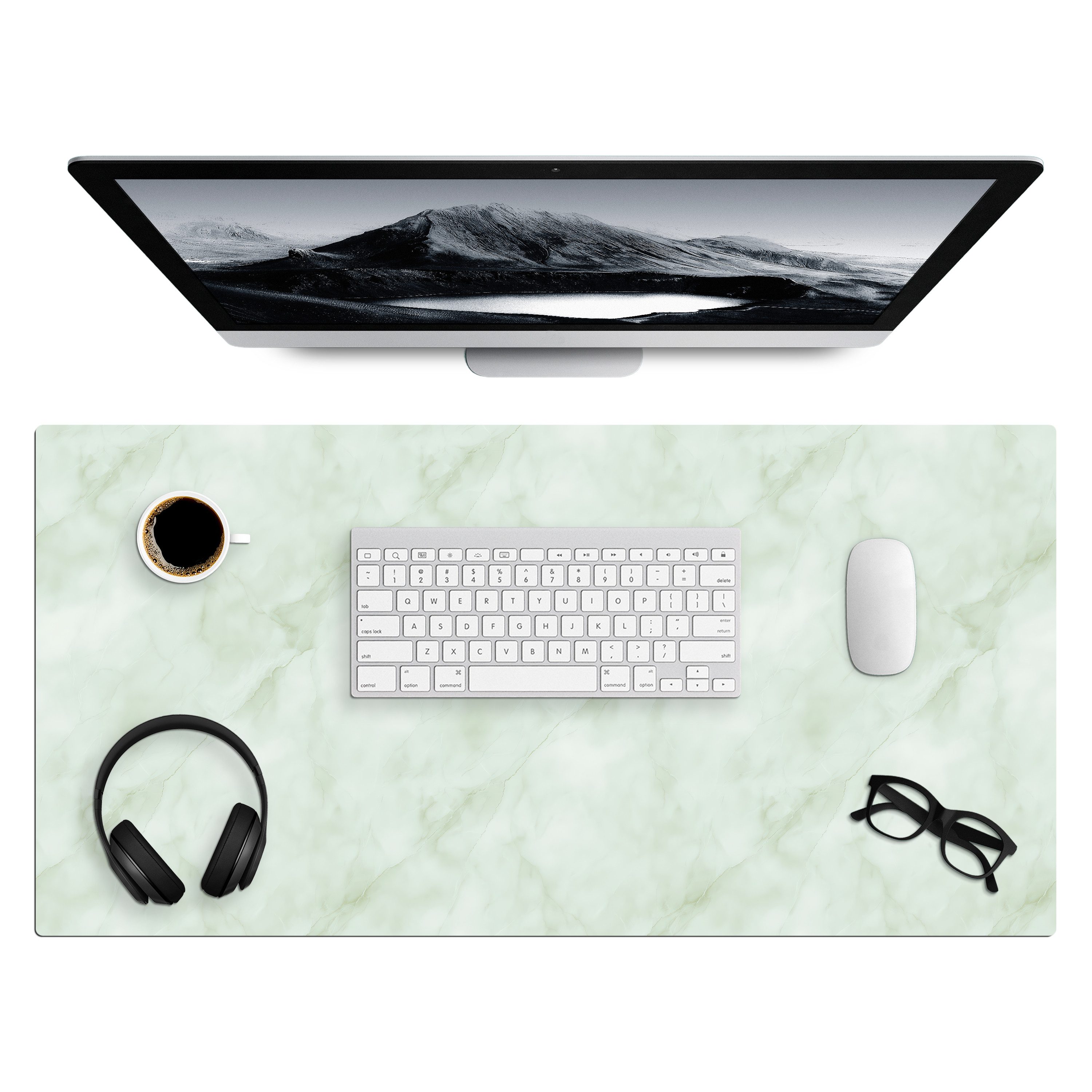 MuchoWow Gaming Mauspad Grün - Marmor - Fließende Adern (1-St), Gaming Mauspad XXL, Schreibtischunterlage, Desk Mat Groß, 80x40 cm