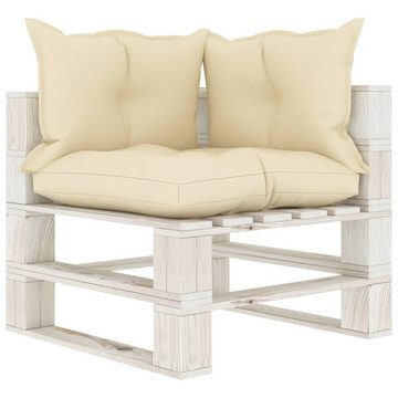 vidaXL Gartenlounge-Set 6-tlg. Garten-Lounge-Set Paletten mit Kissen in Creme Holz, (1-tlg)