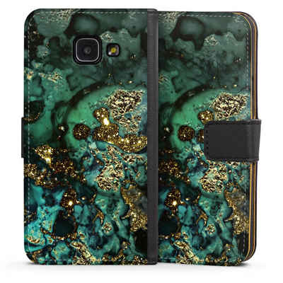 DeinDesign Handyhülle Marmor Glitzer Look Muster Cyan Glitter Marble Look, Samsung Galaxy A3 (2016) Hülle Handy Flip Case Wallet Cover