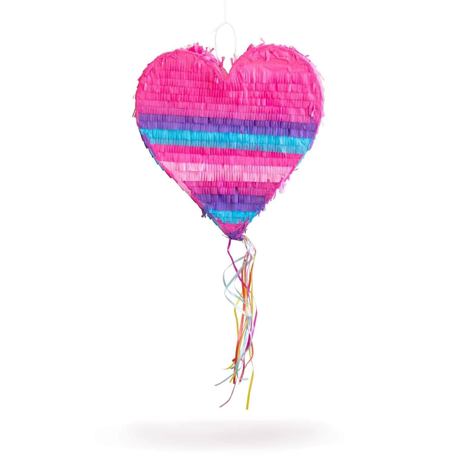 Party Factory Pinata Herz Pinata pink 36 x 37cm Kinder Partyspiel Schlag-Pinata, mit Ziehbändern