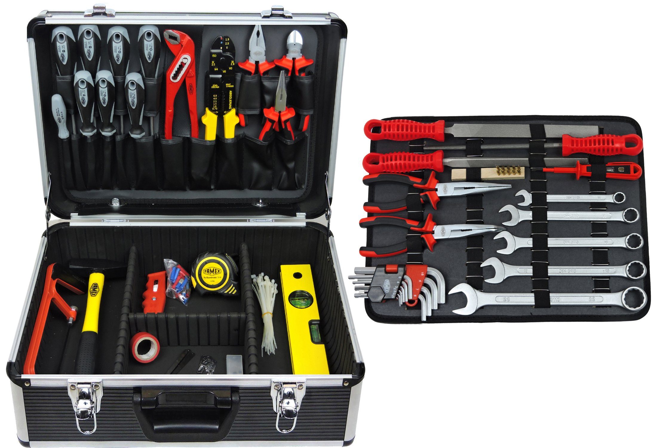 (Werkzeugkasten, gefüllt mit abschließbar Werkzeugset 741-46 Werkzeugkoffer FAMEX 215-St), Set, Werkzeug
