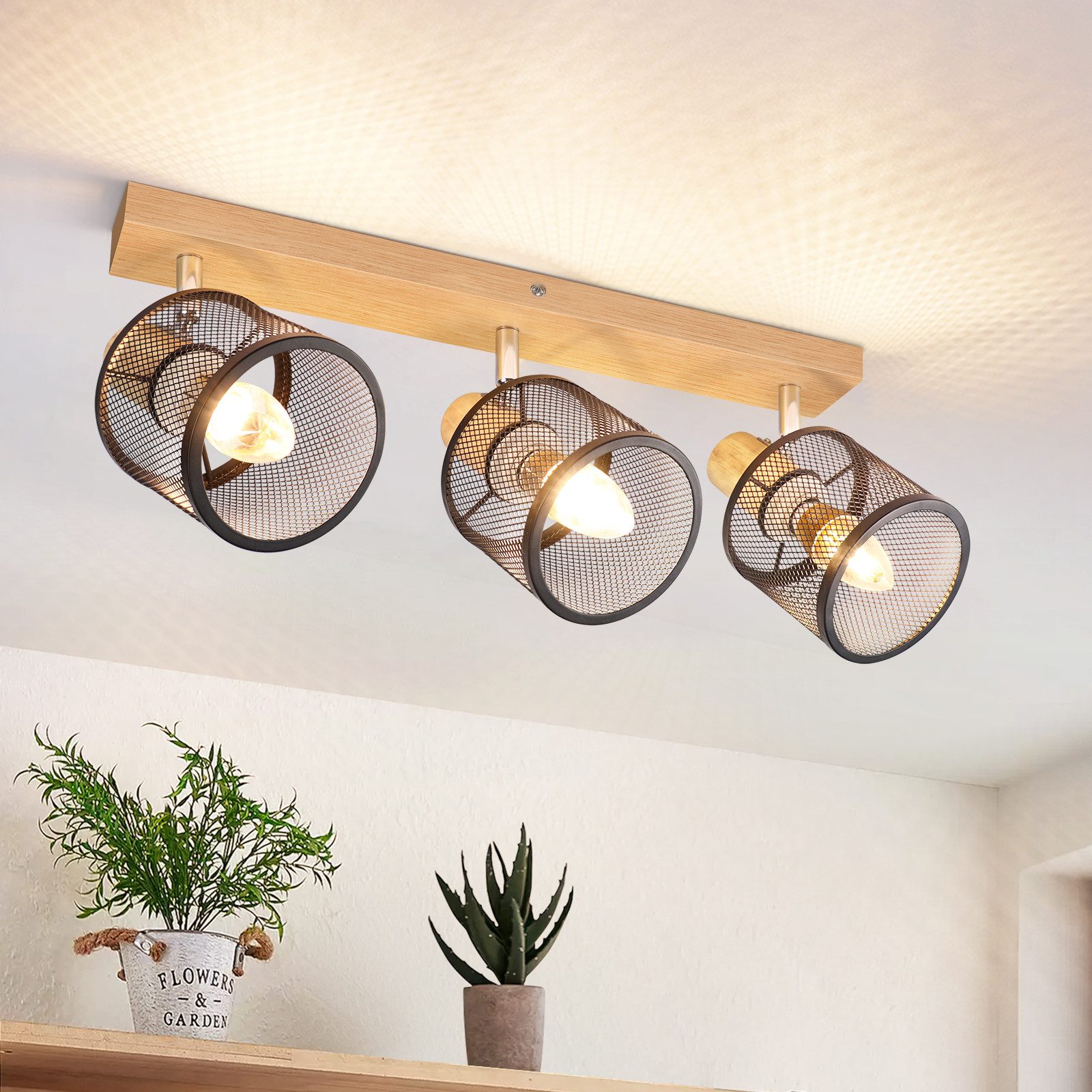 ZMH Deckenstrahler Wohnzimmer 3 Flammig Schwenkbar 350° E14 Deckenleuchte S günstig online kaufen