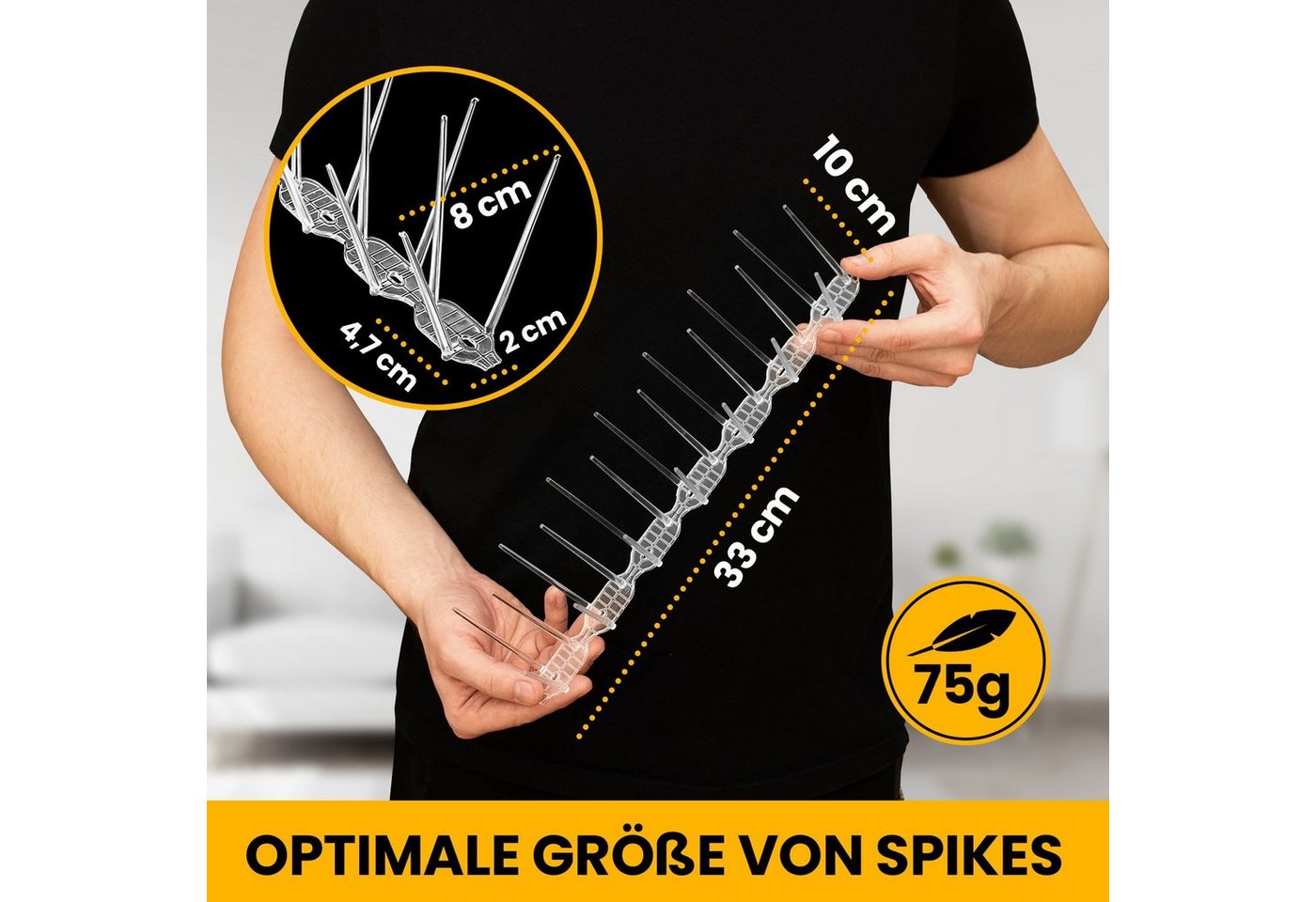 Thumbnail - KONZEPT Taubenspikes Taubenabwehr für Balkon, Garten, Terasse - Vogelschreck 3-reihig, Set, 6-St., für Balkon, Fensterba...
