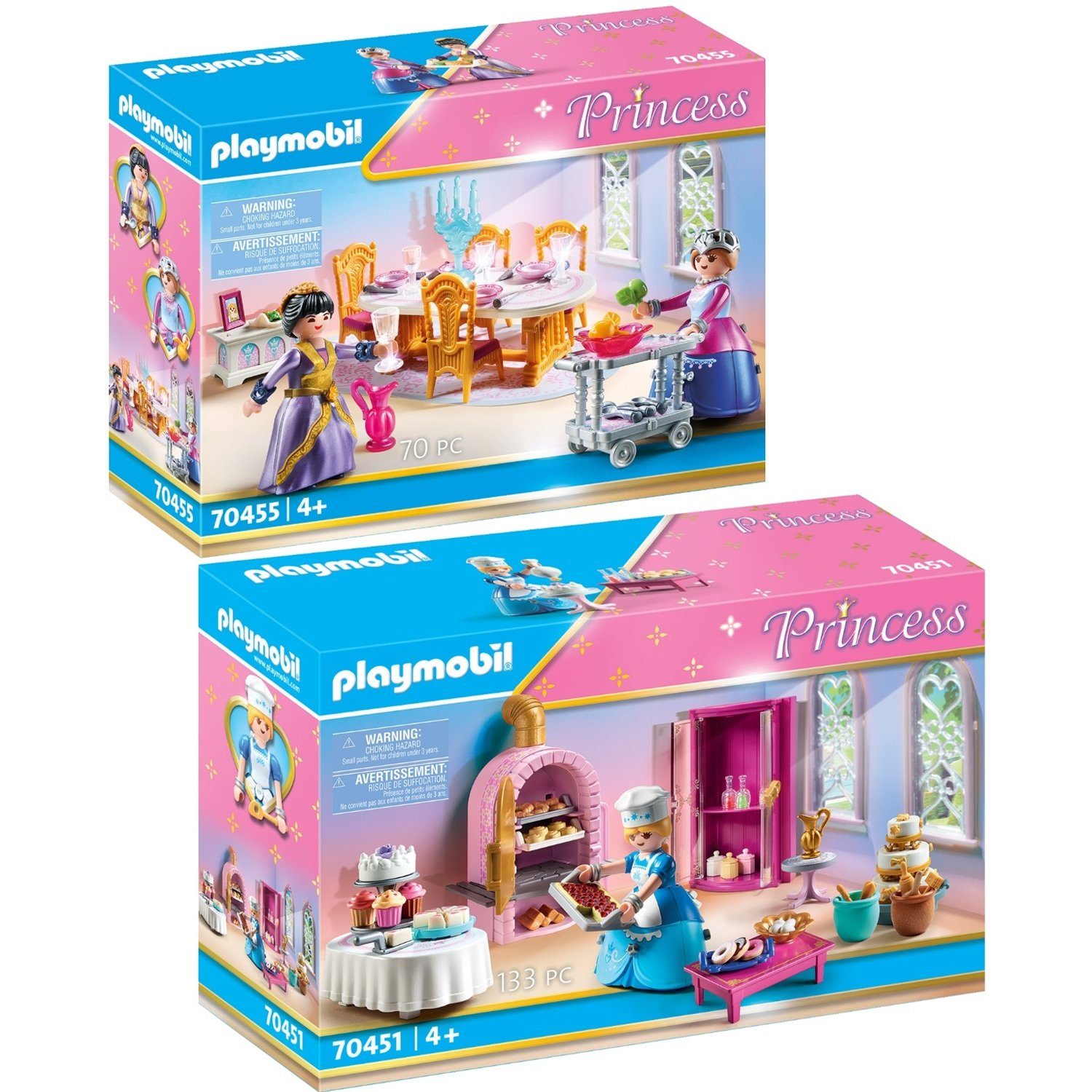 Playmobil® Spielbausteine »70451 70455 Princess 2er Set Schlosskonditorei +  Speisesaal«
