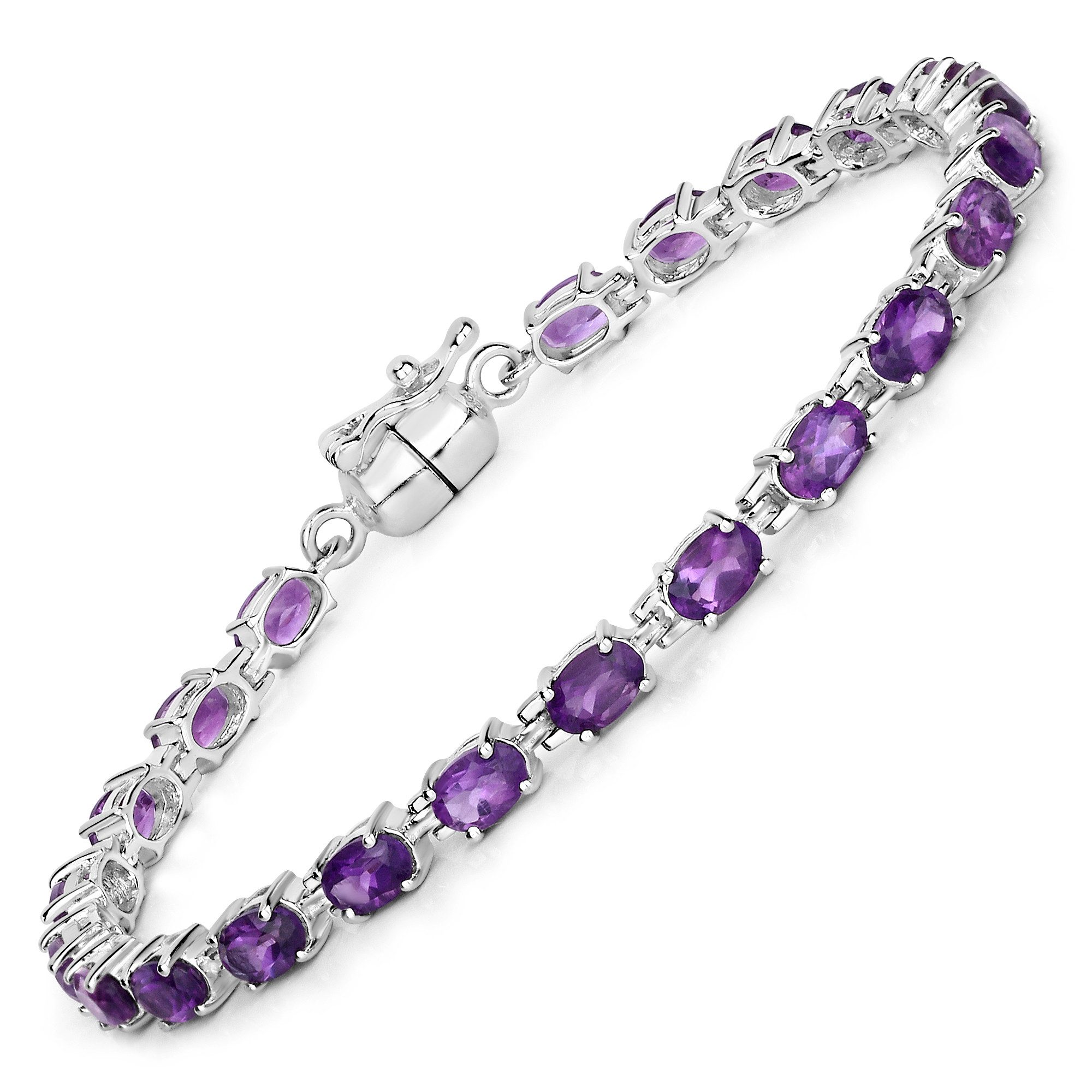 Vira Jewels Armband 925-Sterling Silber rhodiniert Amethyst oval