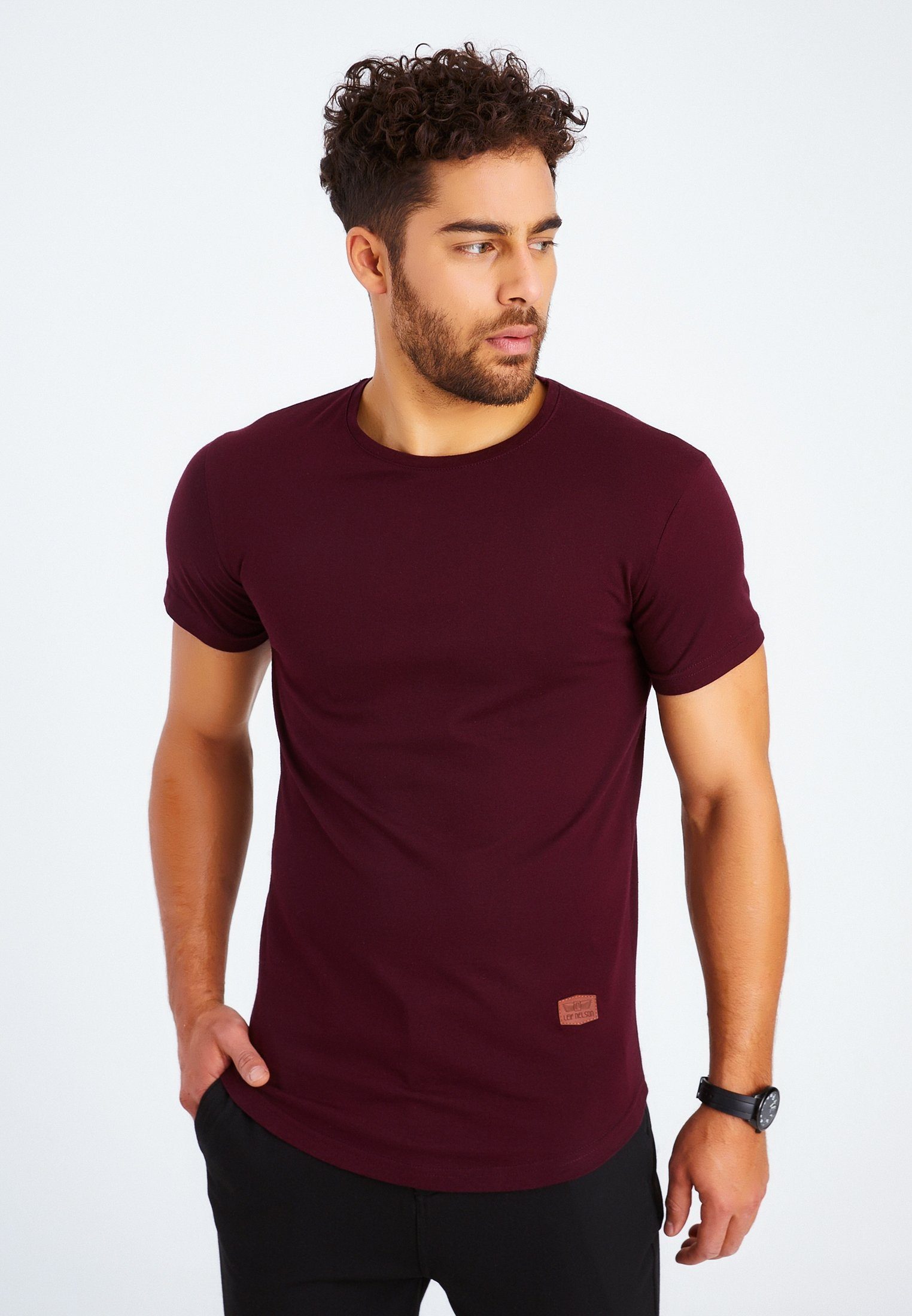 Nelson T-Shirt Leif Herren T-Shirt LN-8294 weinrot Rundhals