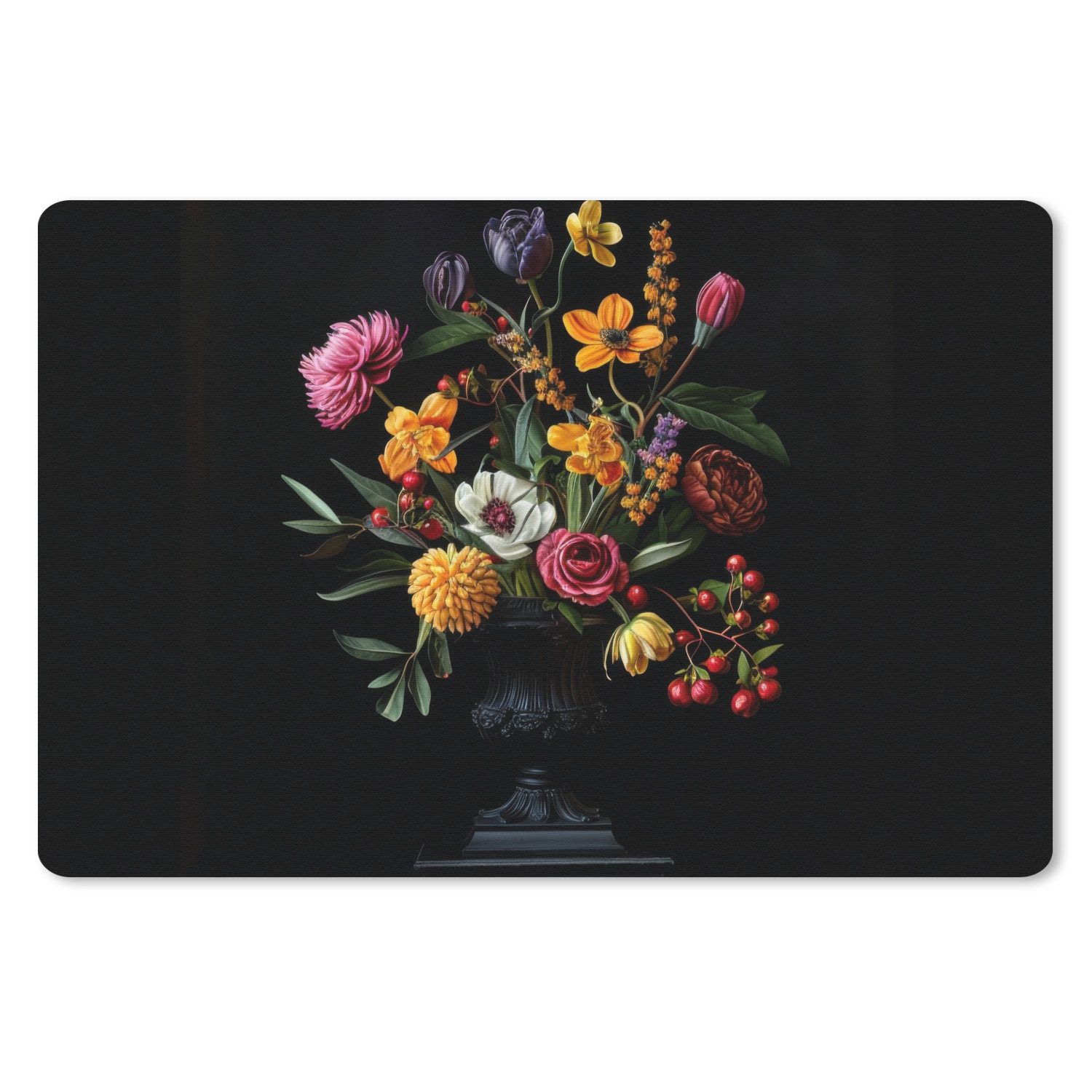 MuchoWow Mauspad Ornamental - Blumenstrauß - Blätter (1-St), Mouse pad Klein, Gaming Deko, PC Zubehör, 27x18 cm