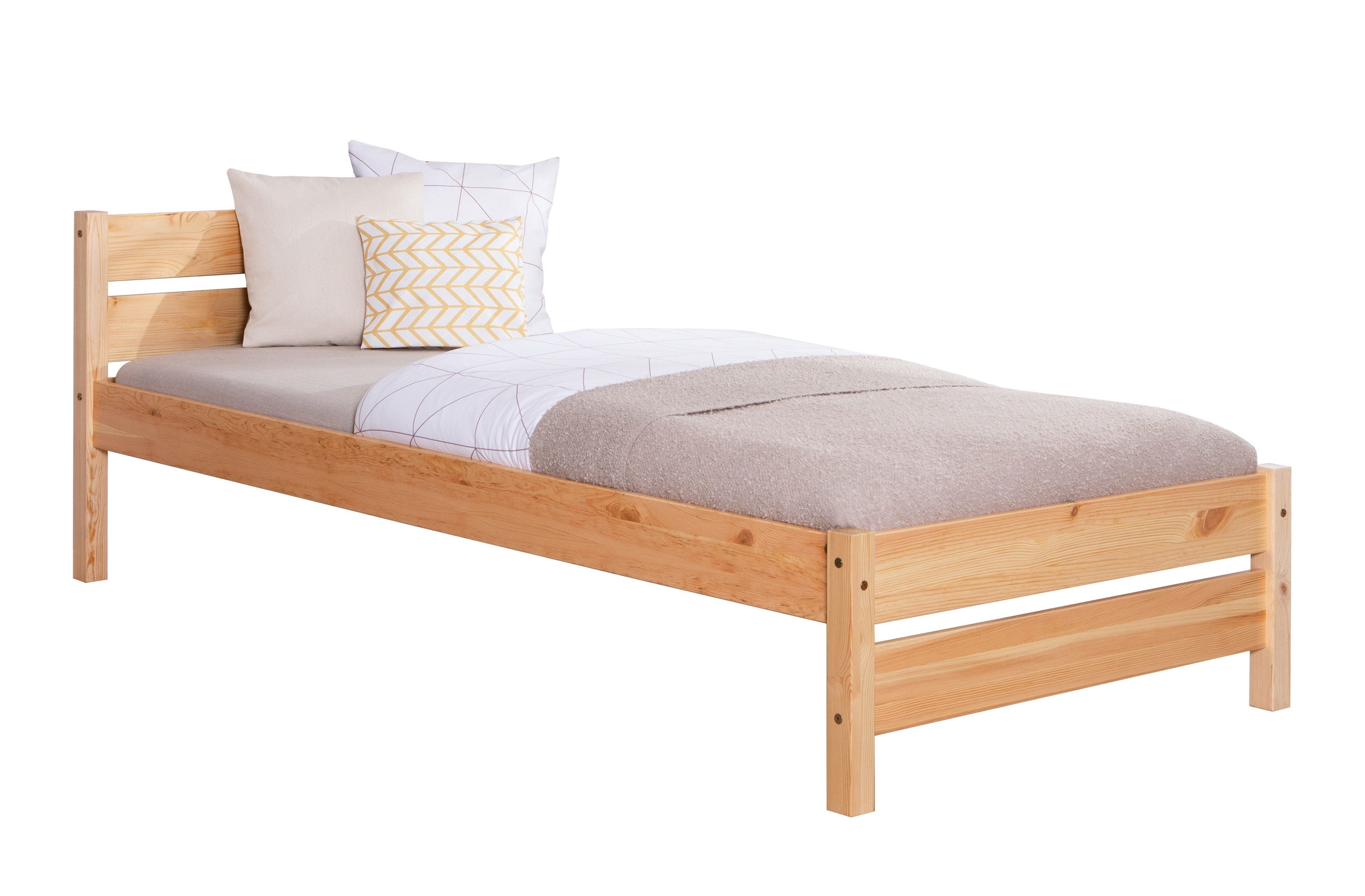 Ticaa Bettgestell Massivholz Einzelbett "Bora" Kiefer Natur