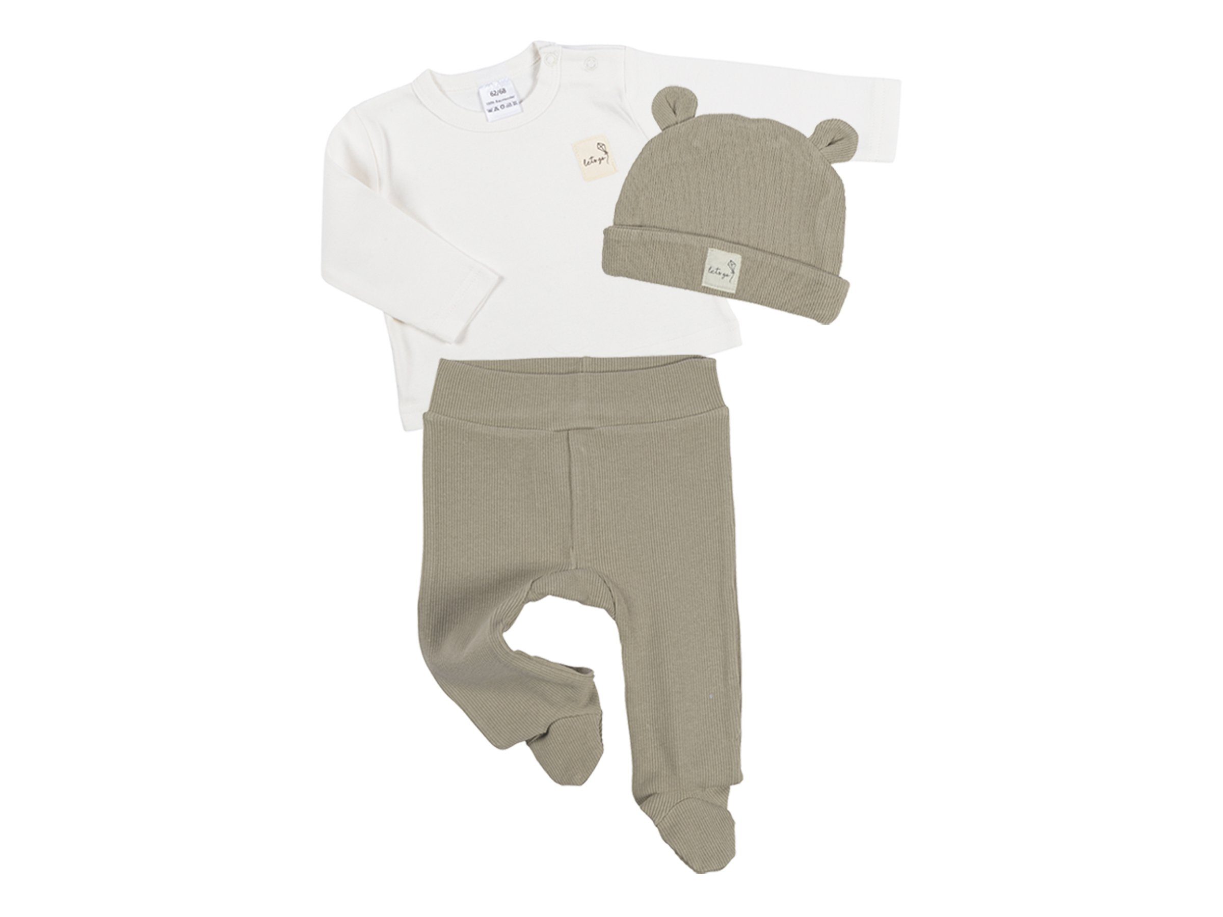 Hose Langarm-Shirt Set Baby Bärchen-Mütze, Erstausstattungspaket - Clinotest 3tlg Grau und