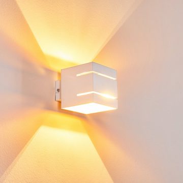 hofstein Wandleuchte »Riccio« Wandlampe aus Metall in Weiß/Gold mit Schlitzen, ohne Leuchtmittel, 2700 Kelvin, moderne mit Lichteffekt, 1xG9, Cube/Innen mit Up & Down-Effekt