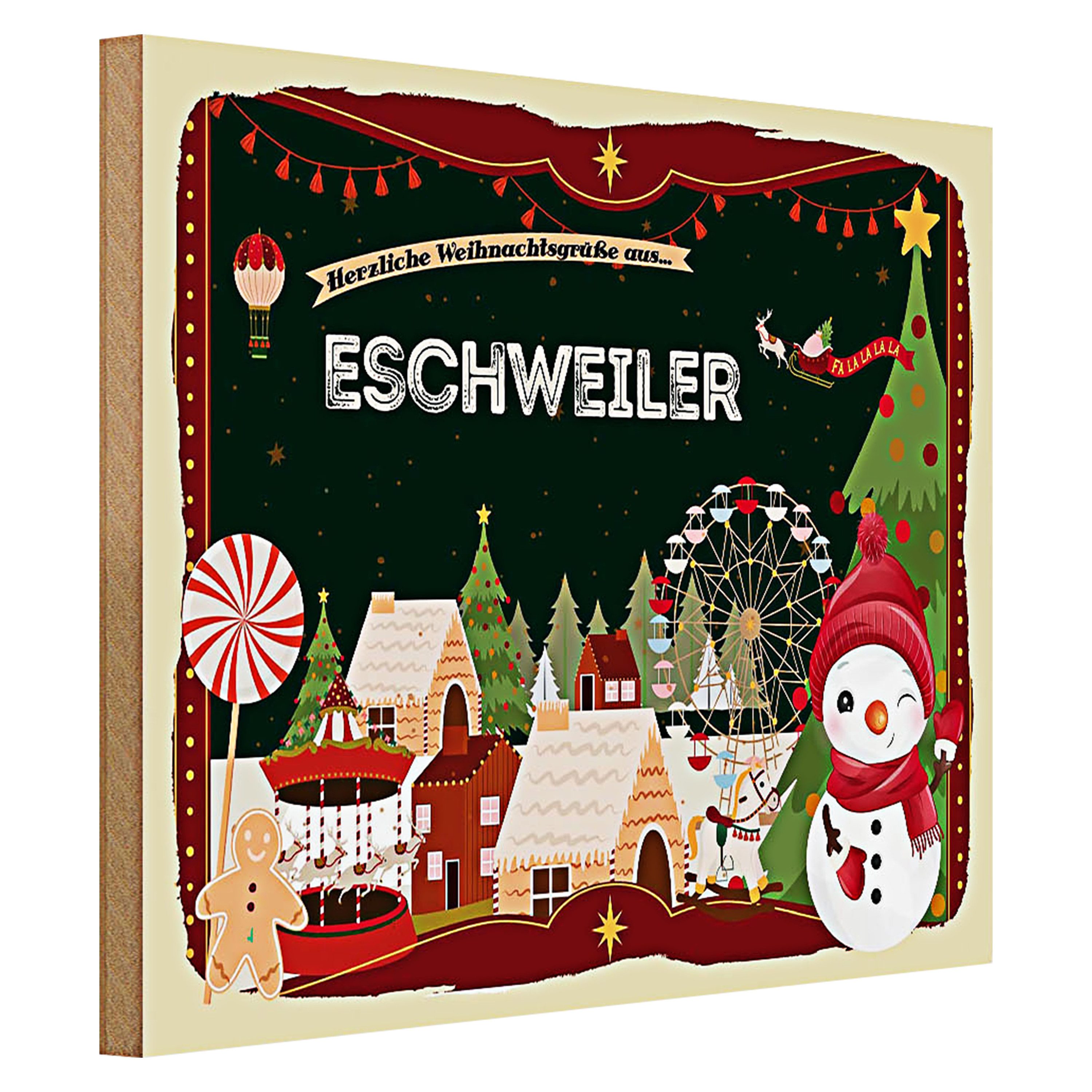 Roomando Holzbild Weihnachten Grüße ESCHWEILER 40x30cm