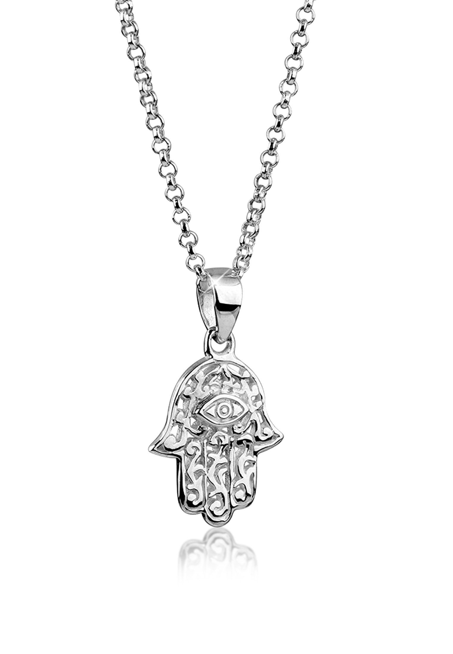 Nenalina Kette mit Anhänger Hamsa Symbol Silber 925 Hand Anhänger Ornament