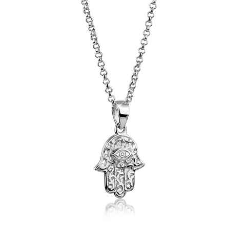 Nenalina Kette mit Anhänger Hamsa Hand Symbol Ornament Anhänger 925 Silber