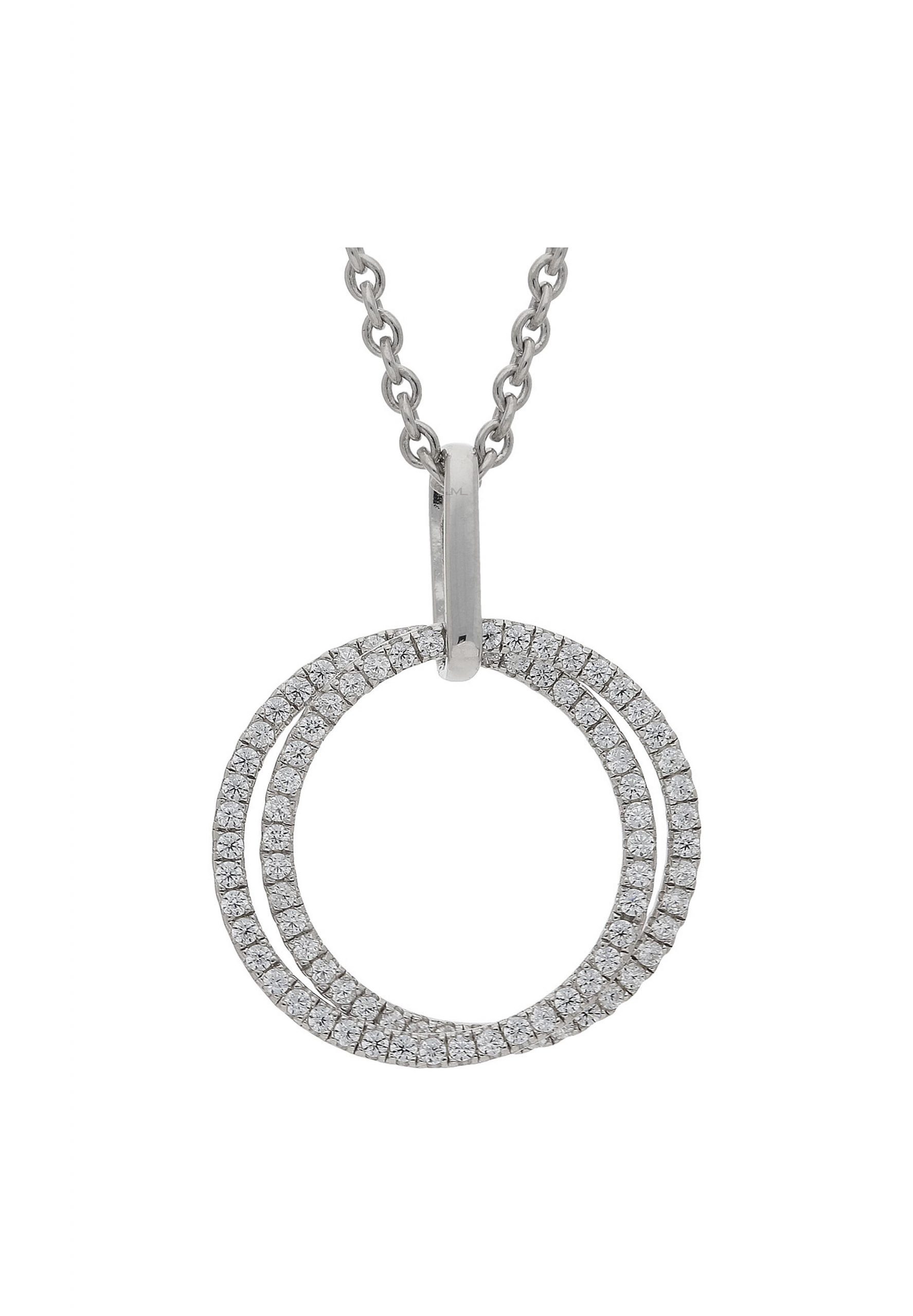 JuwelmaLux Collier Collier Silber Kreise mit Zirkonia (1-tlg), Damen Collier Silber 925/000, inkl. Schmuckschachtel
