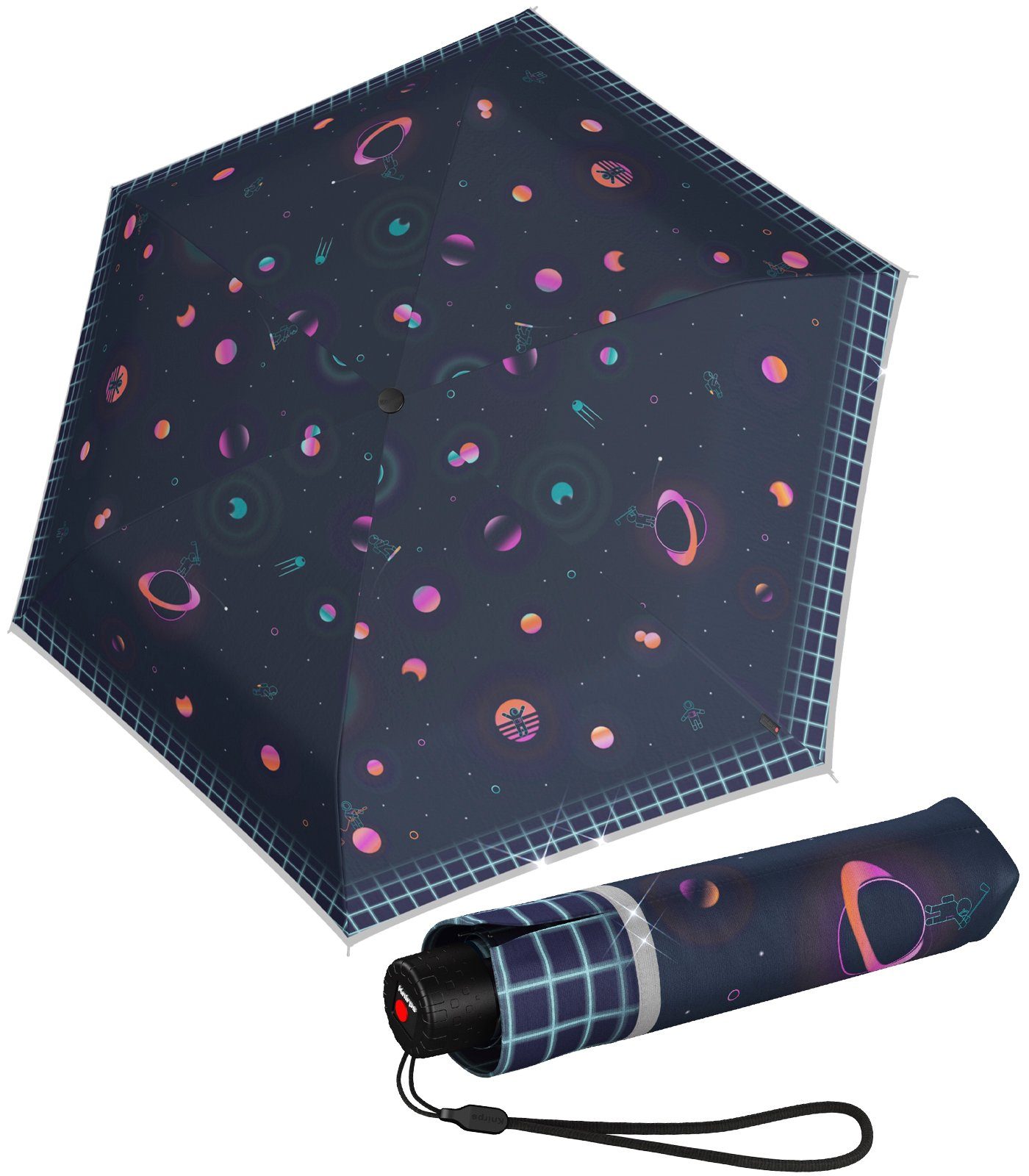 Kinderschirm - reflective mit Knirps® Taschenregenschirm Reflexborte, auffallend reflektierend Moonmen besonders Rookie