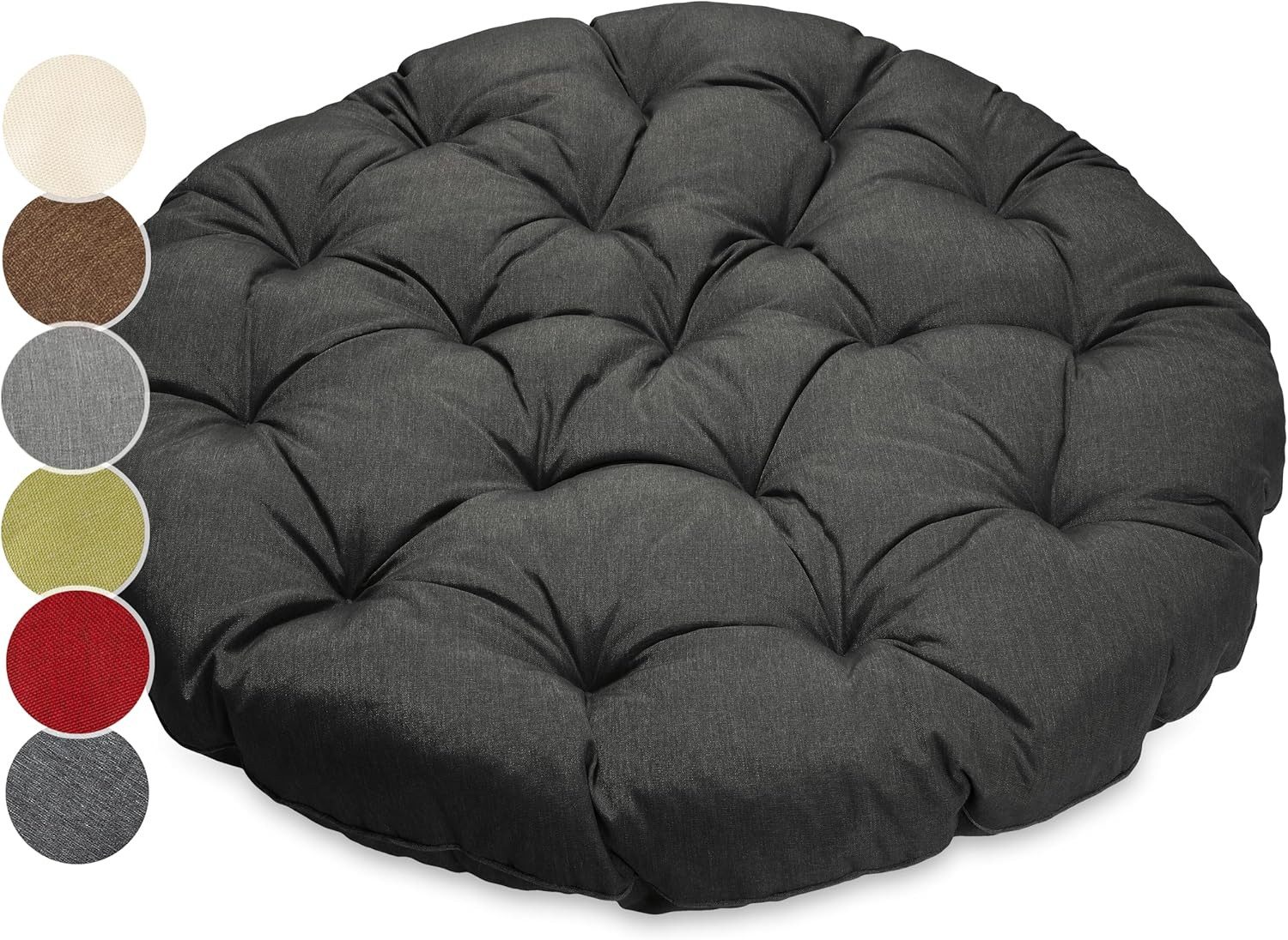 sunnypillow Sesselauflage Polster für Papasansessel, rund Durchmesser 120 cm Dicke 15cm, Schwarz