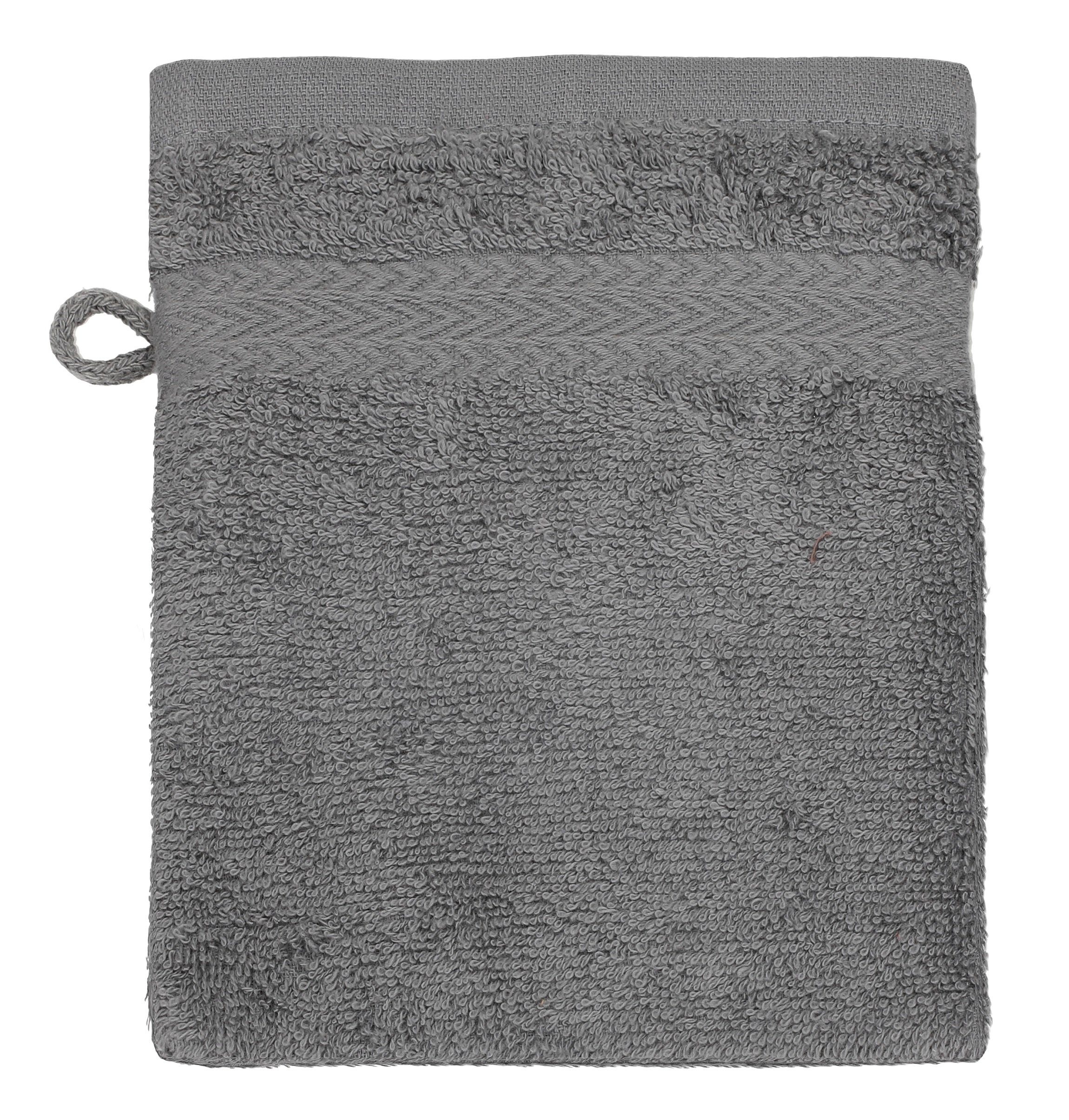 Baumwolle, Baumwolle Stück Set Handtuch 100% 10 anthrazit, 100% (10-tlg) Waschlappen und Farbe Set Premium Waschhandschuhe 16x21 cm Betz smaragdgrün