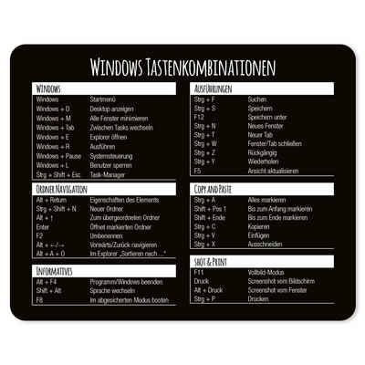 younikat Mauspad Mauspad mit Motiv Windows Tastenkombinationen 24 x 19 cm abwischbar I