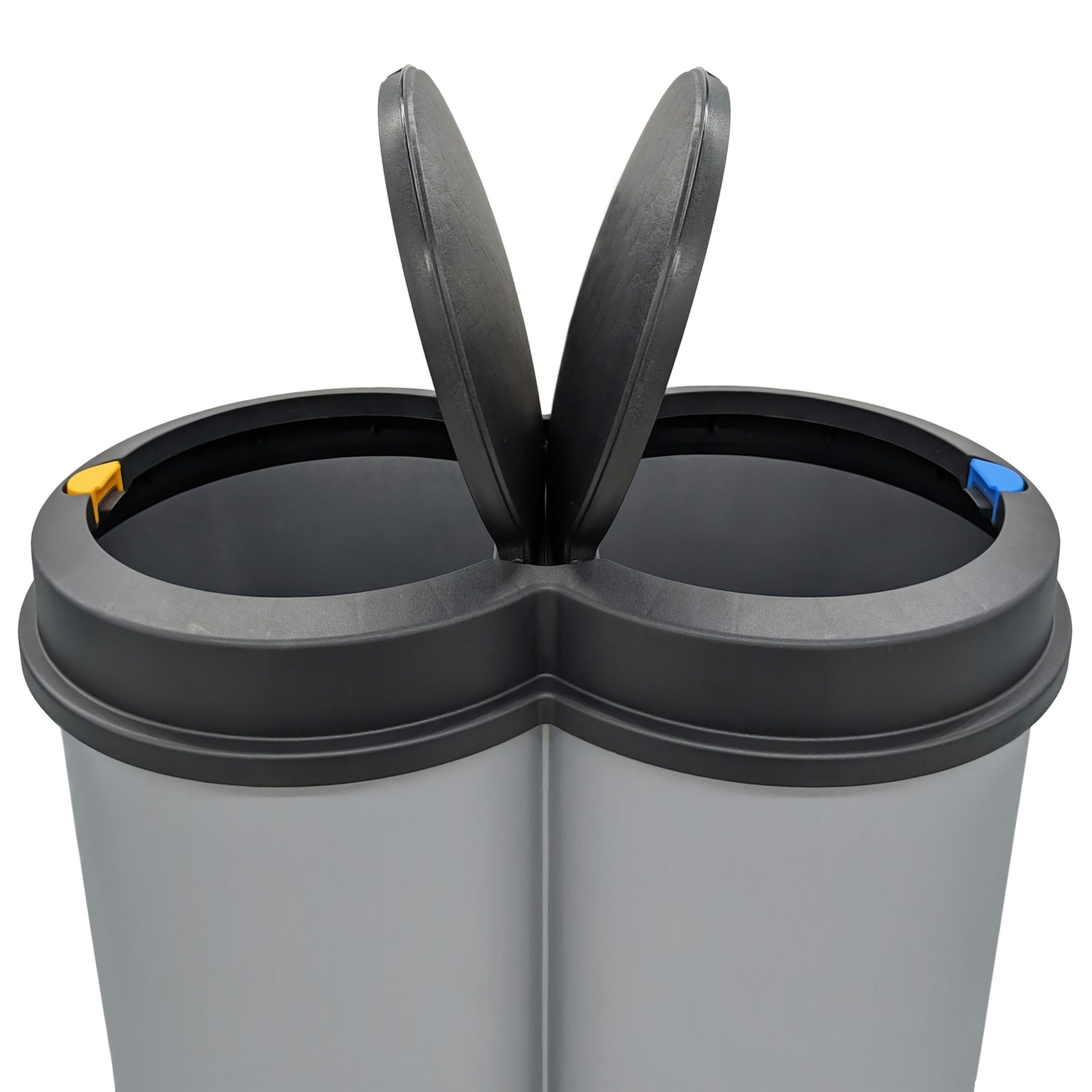 Spetebo Mülleimer Abfalleimer 2x25 Liter Duo Bin Doppel Müll Eimer Abfall Trenner, Deckel mit Druckknopf