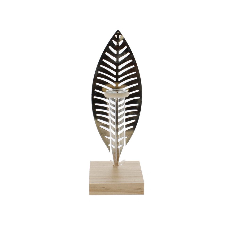 MICA Dekovase Vase - Blatt - gold - ca. 8,6 x 8,6 x 24,5 cm