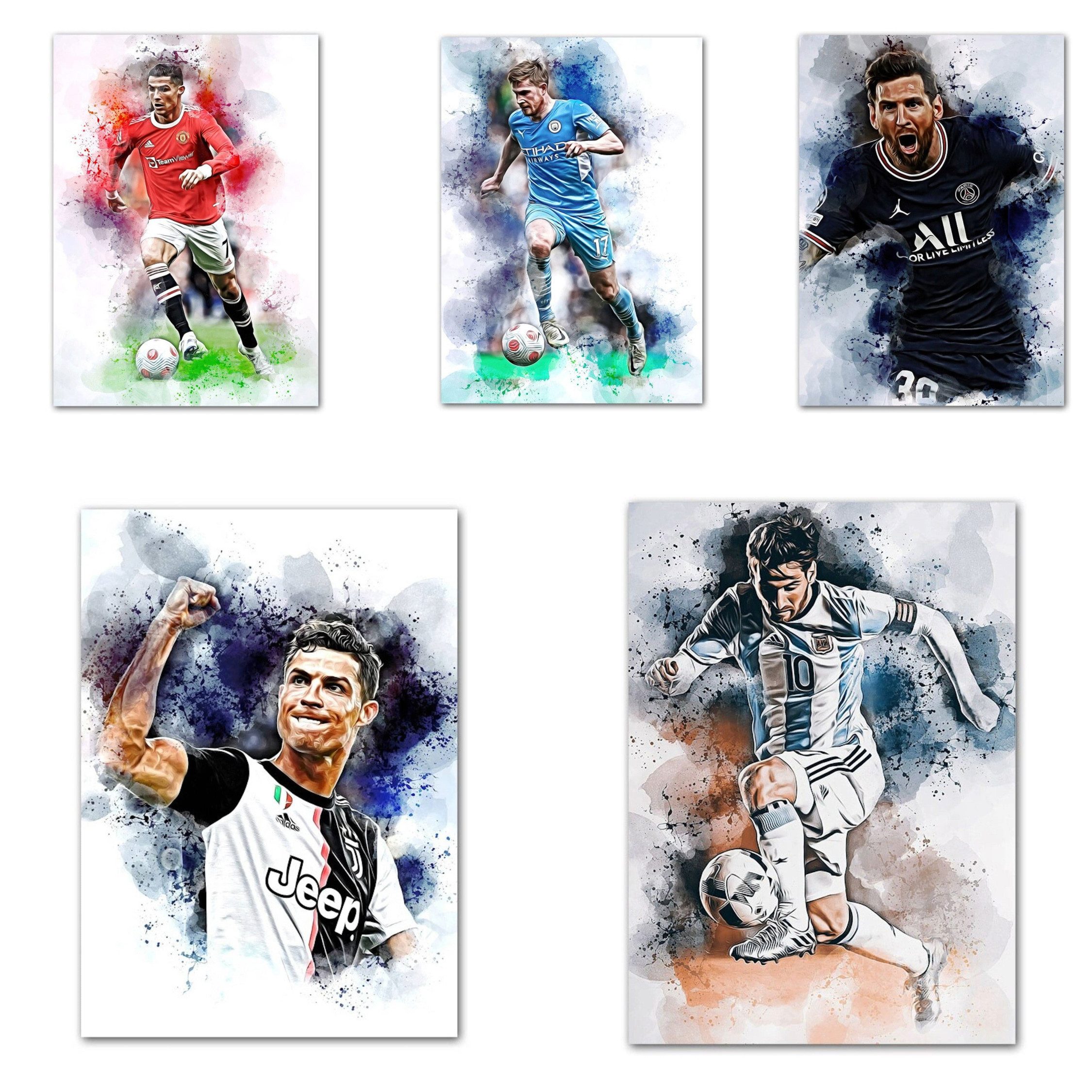 JUSTGOODMOOD Poster Fußballspieler Lionell Messi Christiano Ronaldo Tor Jubel als Deko Pri, D (1 St)