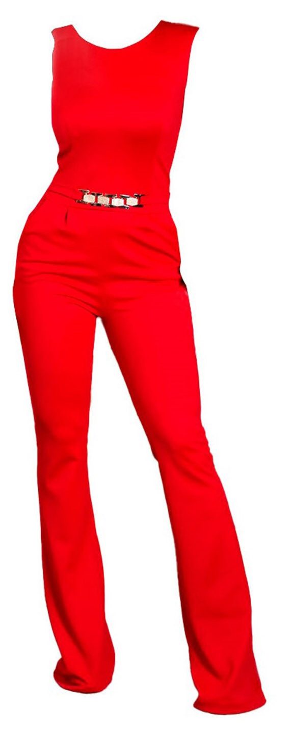 Koucla Jumpsuit eleganter Overall mit Schnalle und Schlag, ärmellos günstig online kaufen