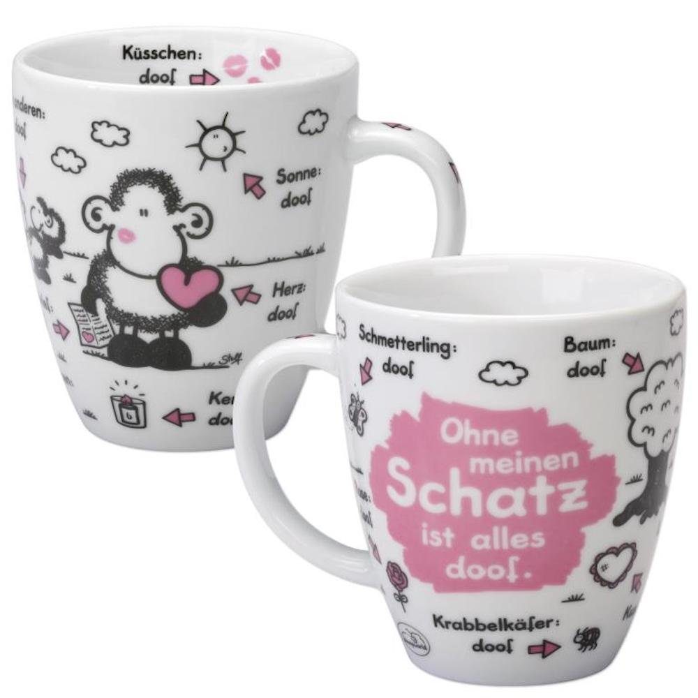 Sheepworld Tasse Porzellan-Tasse Motiv "Ohne Schatz ist alles doof" groß 50 cl, Porzellan, mit Innen- und Henkeldruck