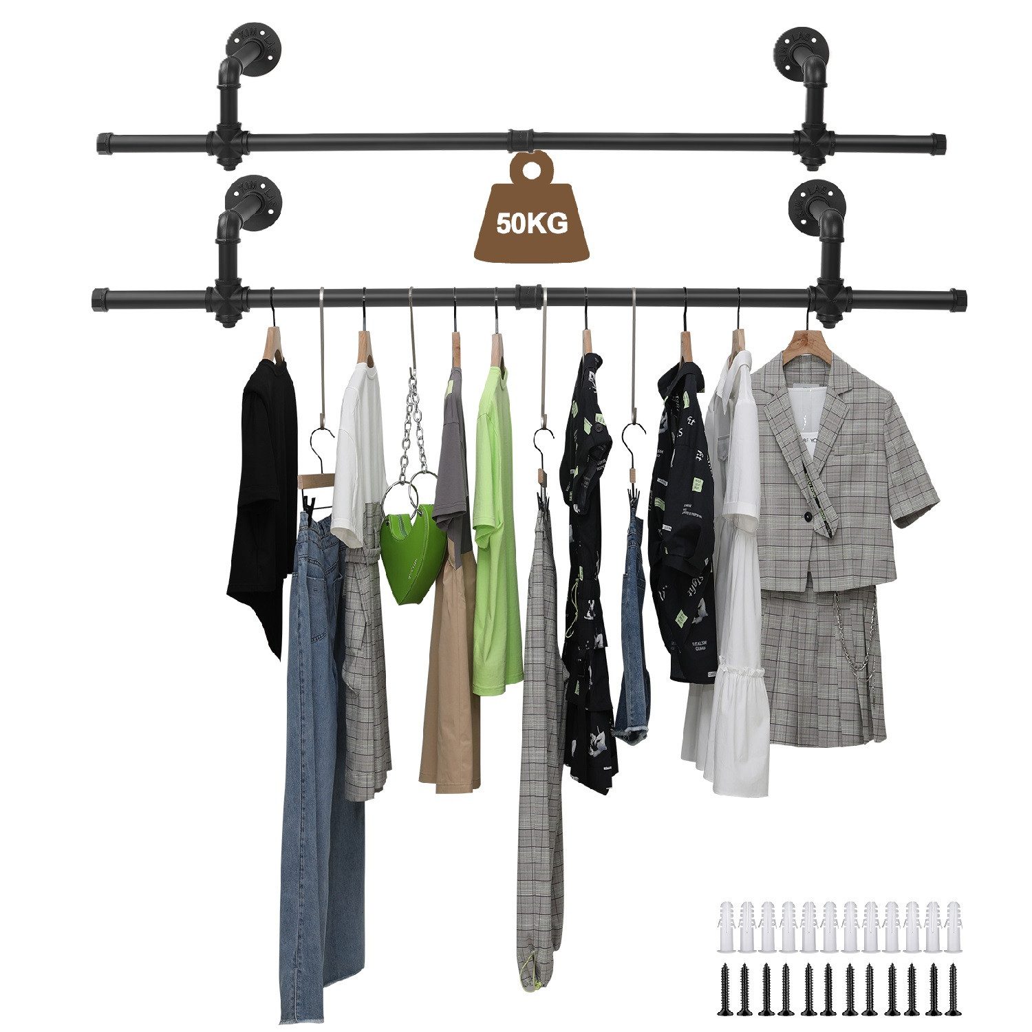 Novzep Kleiderstange 2er-Pack Wandgarderobe,Kleiderständer für die günstig online kaufen