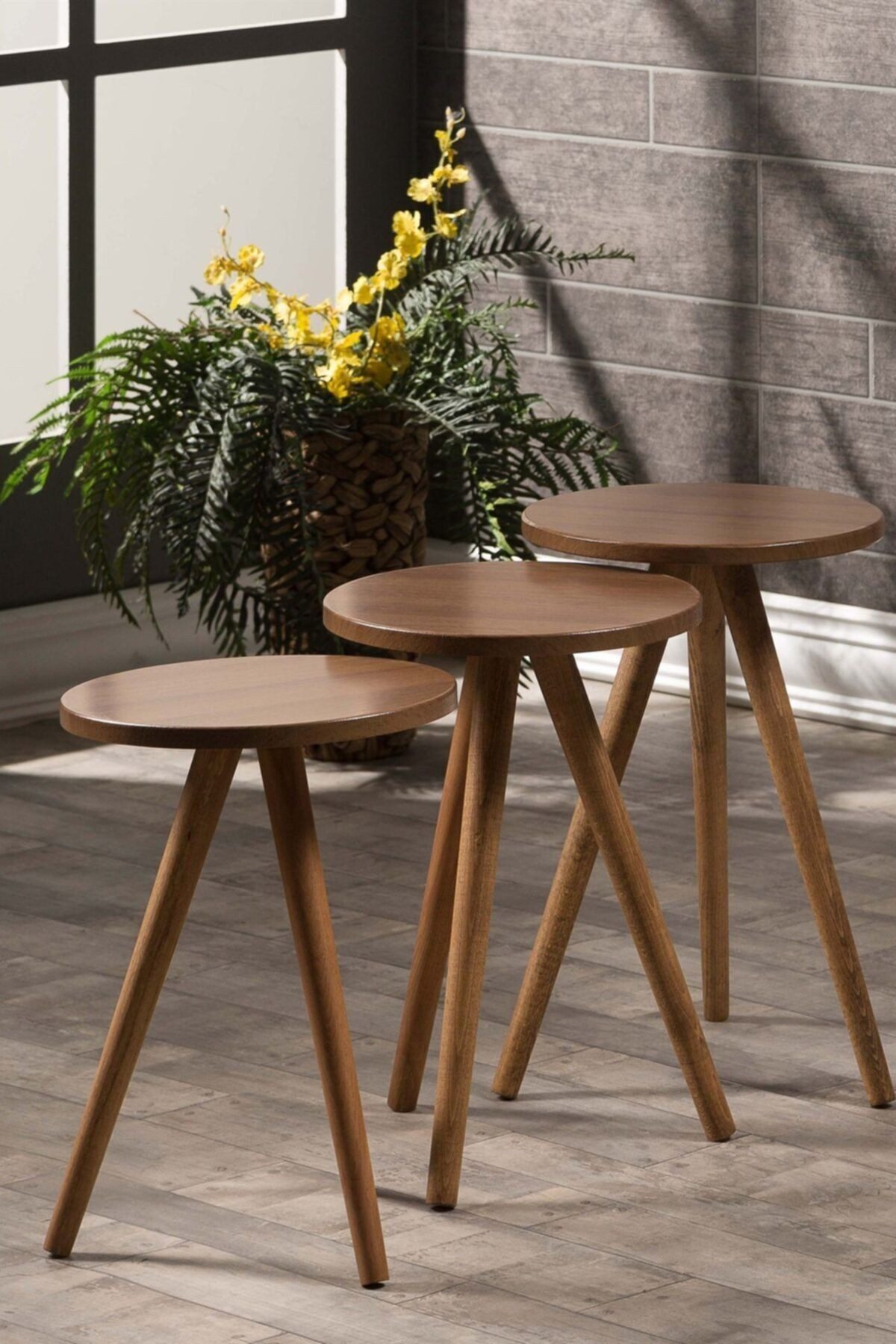 en.casa Couchtisch (3-St), 3er-Set, rund, konische Holzbeine 89322039 günstig online kaufen