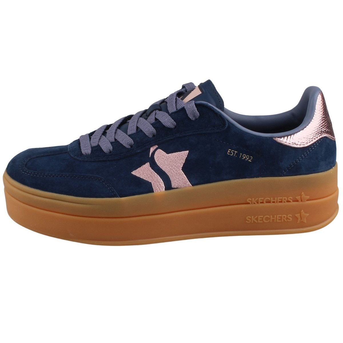 Skechers 185430-NVPK Sneaker Stylisch, sportiver Schnürschuh mit Metallic-Details