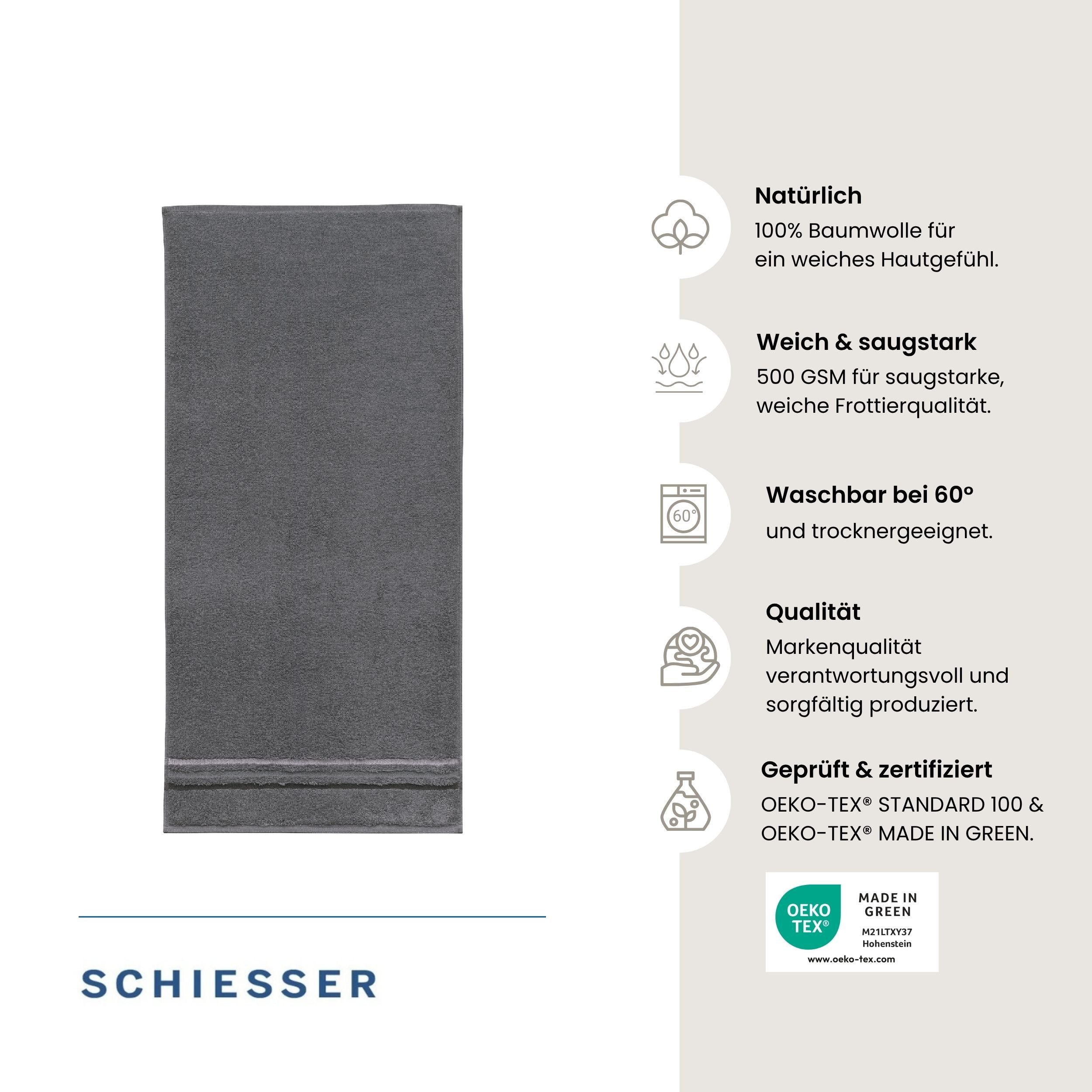Schiesser Duschtücher Skyline Color aus 100 % Baumwolle mit eleganter Streifenbordüre, Frottier (Set, 2-St), OEKO-TEX® MADE IN GREEN – Bild 2 von 5