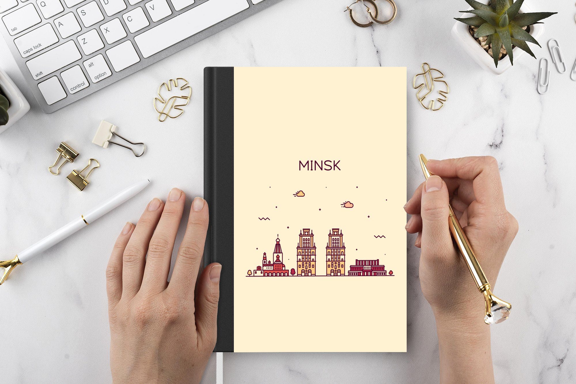 Merkzettel, Haushaltsbuch A5, Belarus Skyline, Journal, - Notizbuch Seiten, - 98 Tagebuch, Notizheft, Minsk MuchoWow