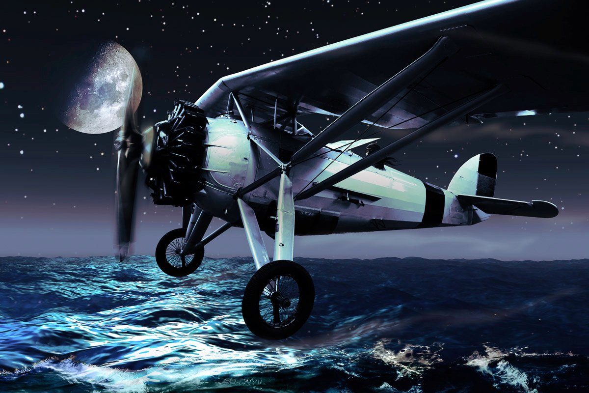 Papermoon Fototapete Flugzeug über Wasser