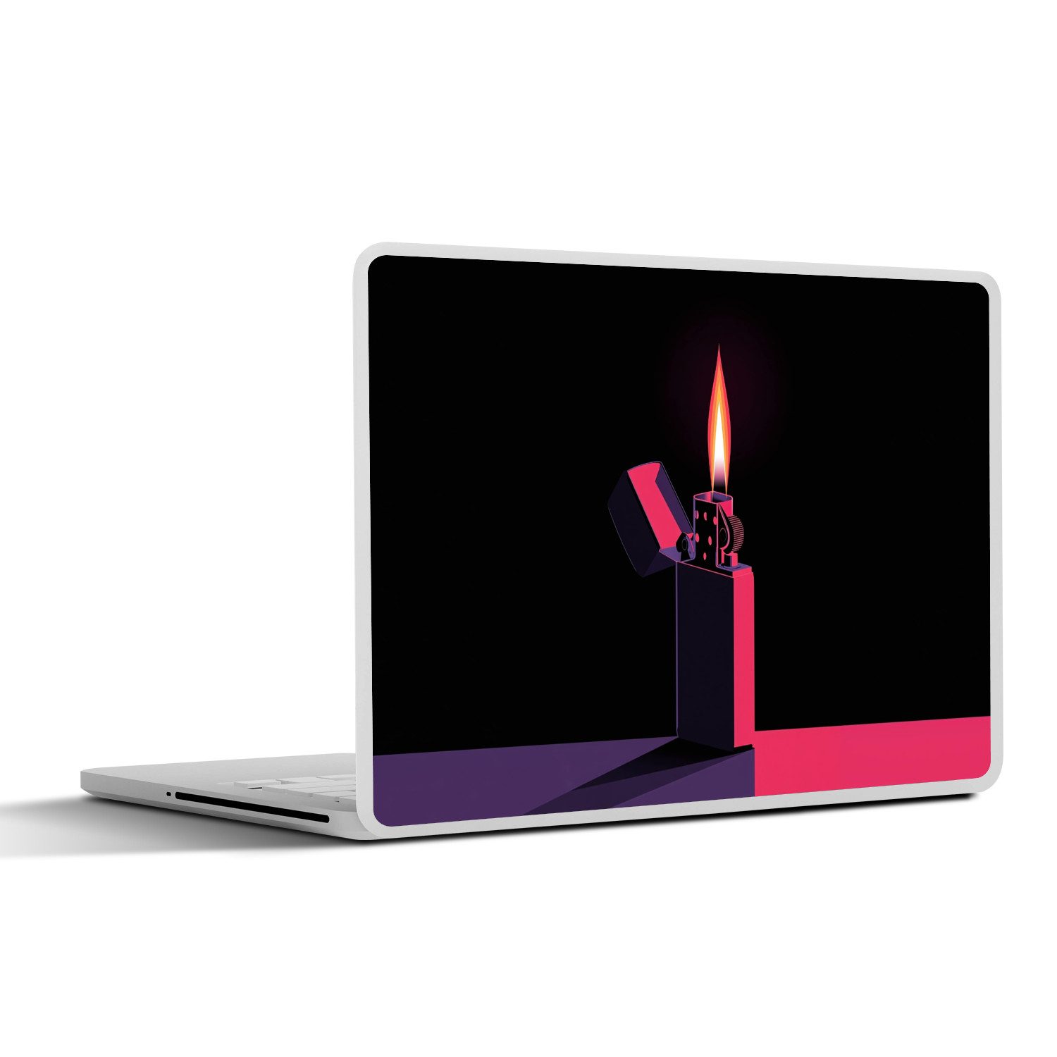MuchoWow Laptop-Aufkleber Feuerzeug - Flamme - Dunkel, (1tlg), Laptop Folien Cover, Aufkleber, Sticker, Schutz vor Kratzern, 25x18 cm