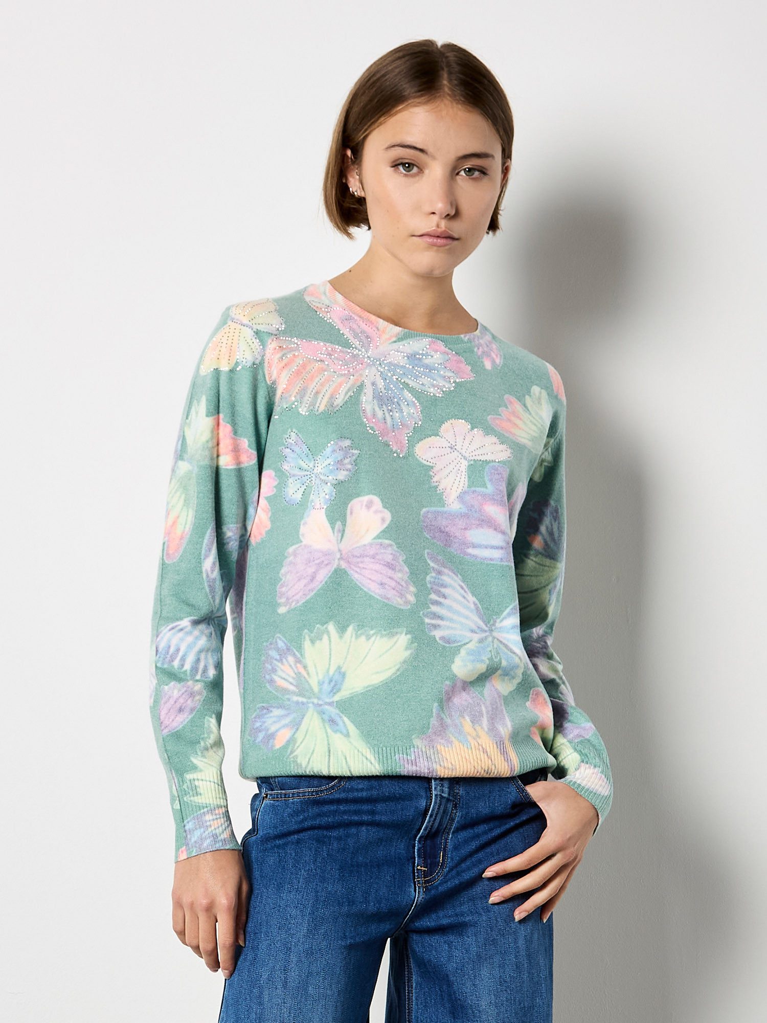 Rundhalspullover Leichter Strickpullover