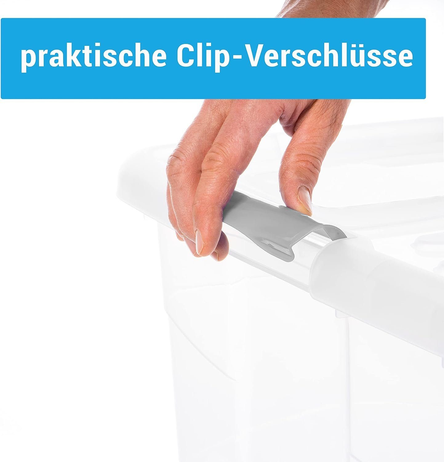 Centi Aufbewahrungsbox 2 Stk. Aufbewahrungsbox mit Deckel Groß (H 29 cm x B 62 cm x T 45 cm V = 60 L), Kisten Aufbewahrung mit Deckel, Griffen und Lüftungsklappe