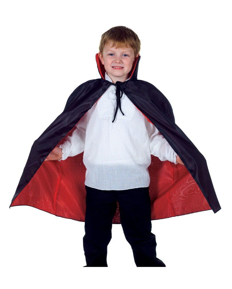 Horror-Shop Vampir-Kostüm Schwarz-rotes Cape für Kinder