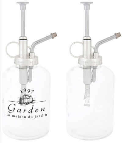 esschert design Sprühflasche, (Set, 2-tlg), Zerstäuber mit Motiv "Garden", aus Glas, Maße: 9.4 x 7.7 x 20 cm