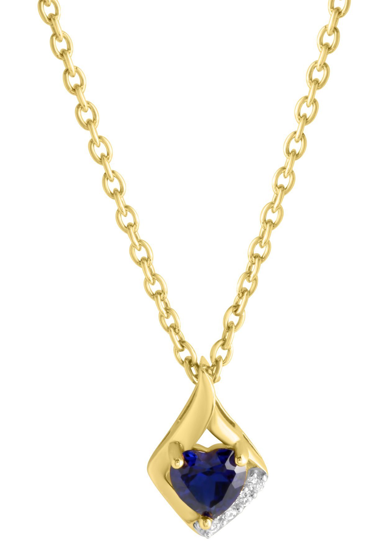 Firetti Kette mit Anhänger Schmuck Geschenk Silber 925 Halsschmuck Halskette Ankerkette Herz, mit Saphir (synth), Zirkonia (synth)