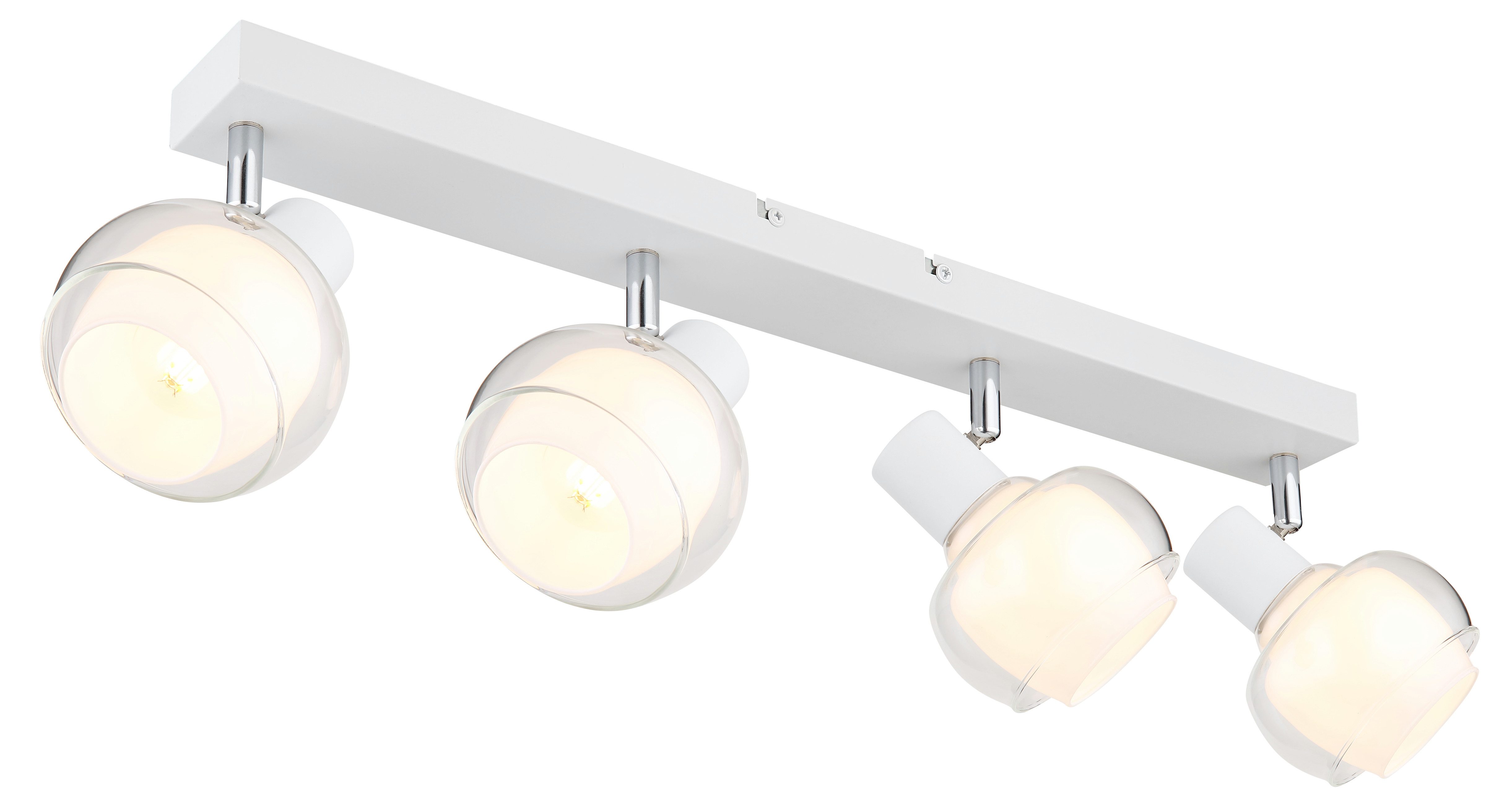 GLOBO LIGHTING Deckenstrahler TOKKI, ohne Leuchtmittel, Deckenspot/weiß/Glas klar/Glas opal/Flur/Wohnzimmer