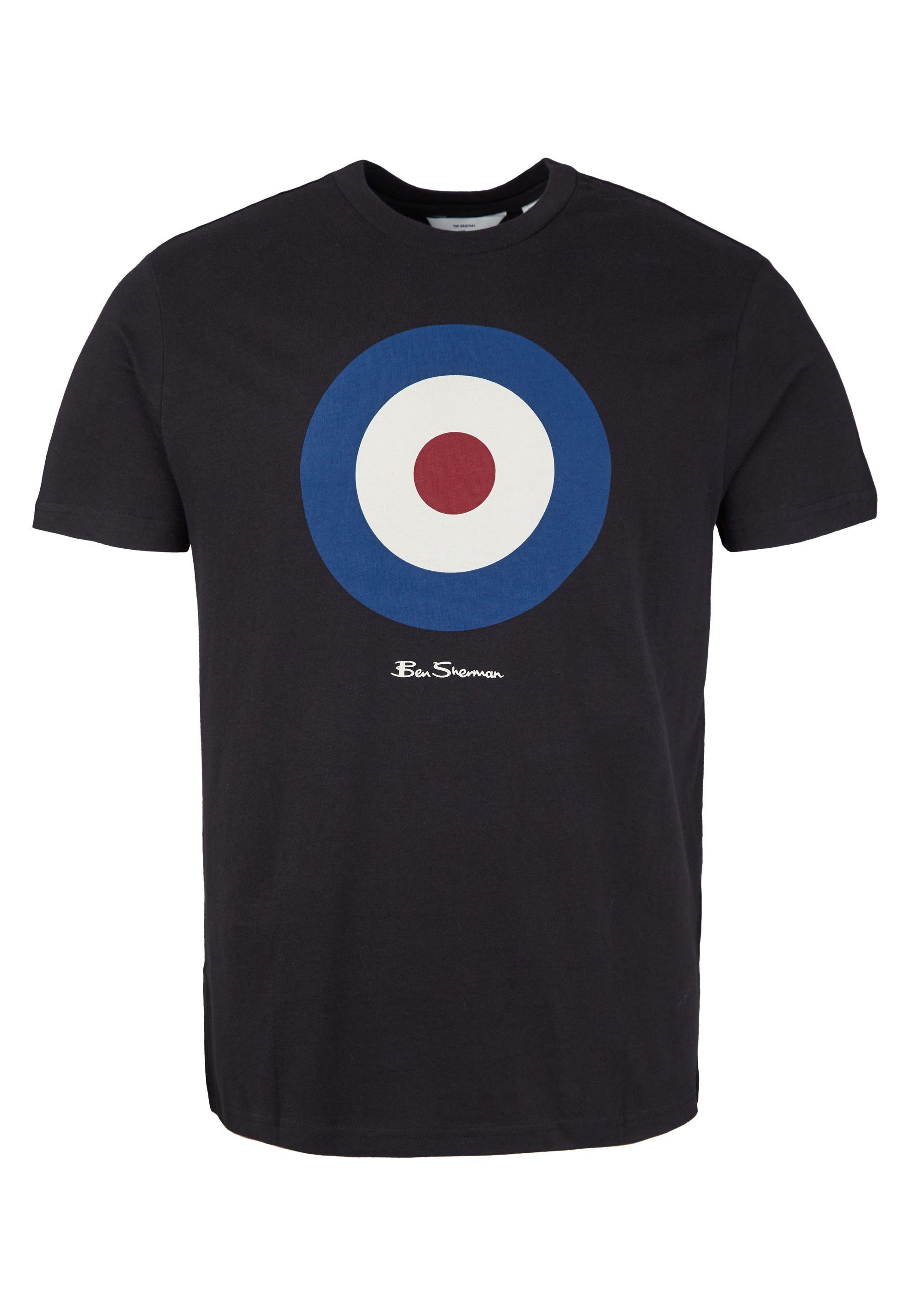 Ben Sherman T-Shirt Signature Grafisch Tee Target bedrucktes schwarz T-Shirt